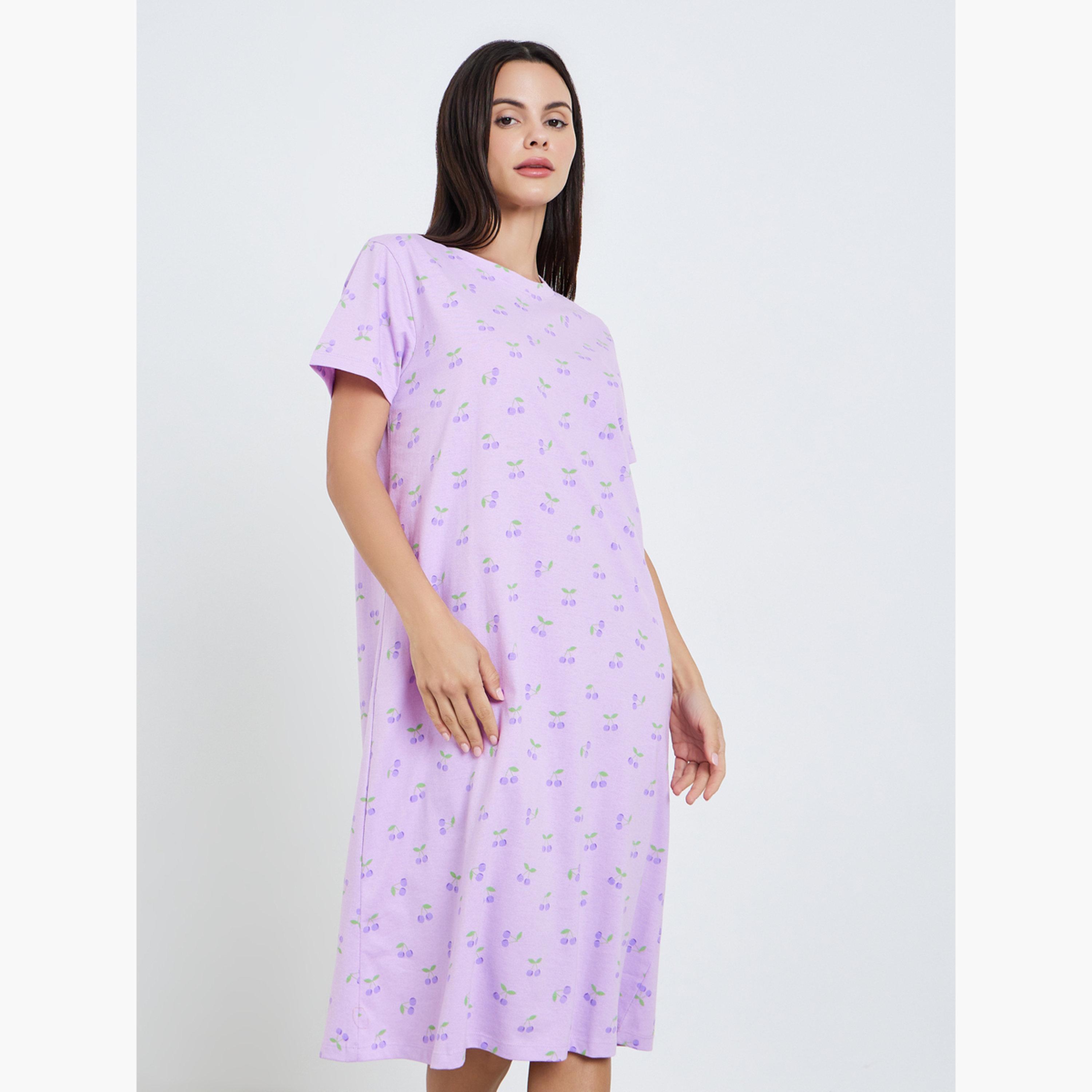طقم من 2 قميص نوم بأكمام قصيرة وطبعة كرز-women-clothing-nightwear-nighties-image-3