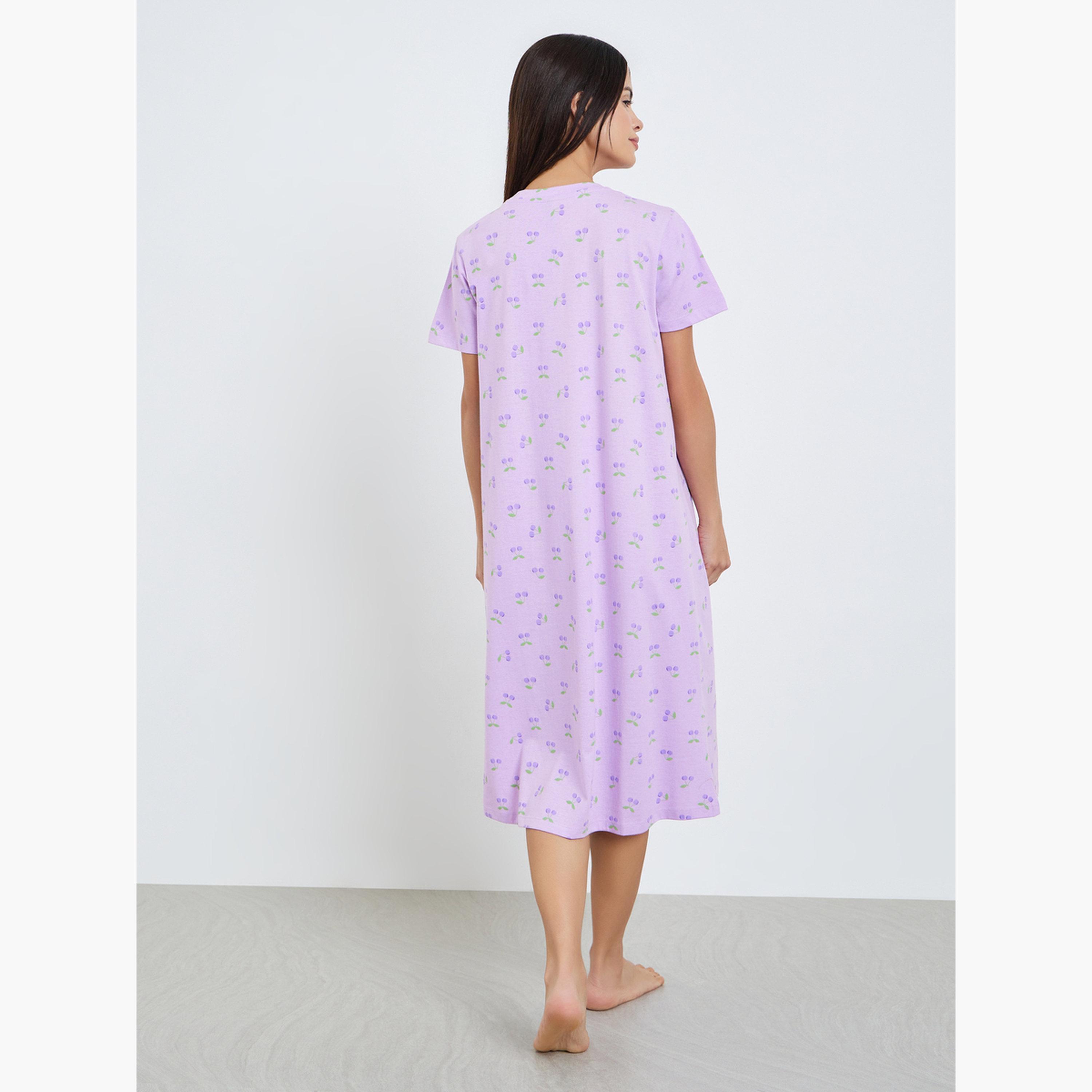 طقم من 2 قميص نوم بأكمام قصيرة وطبعة كرز-women-clothing-nightwear-nighties-image-5