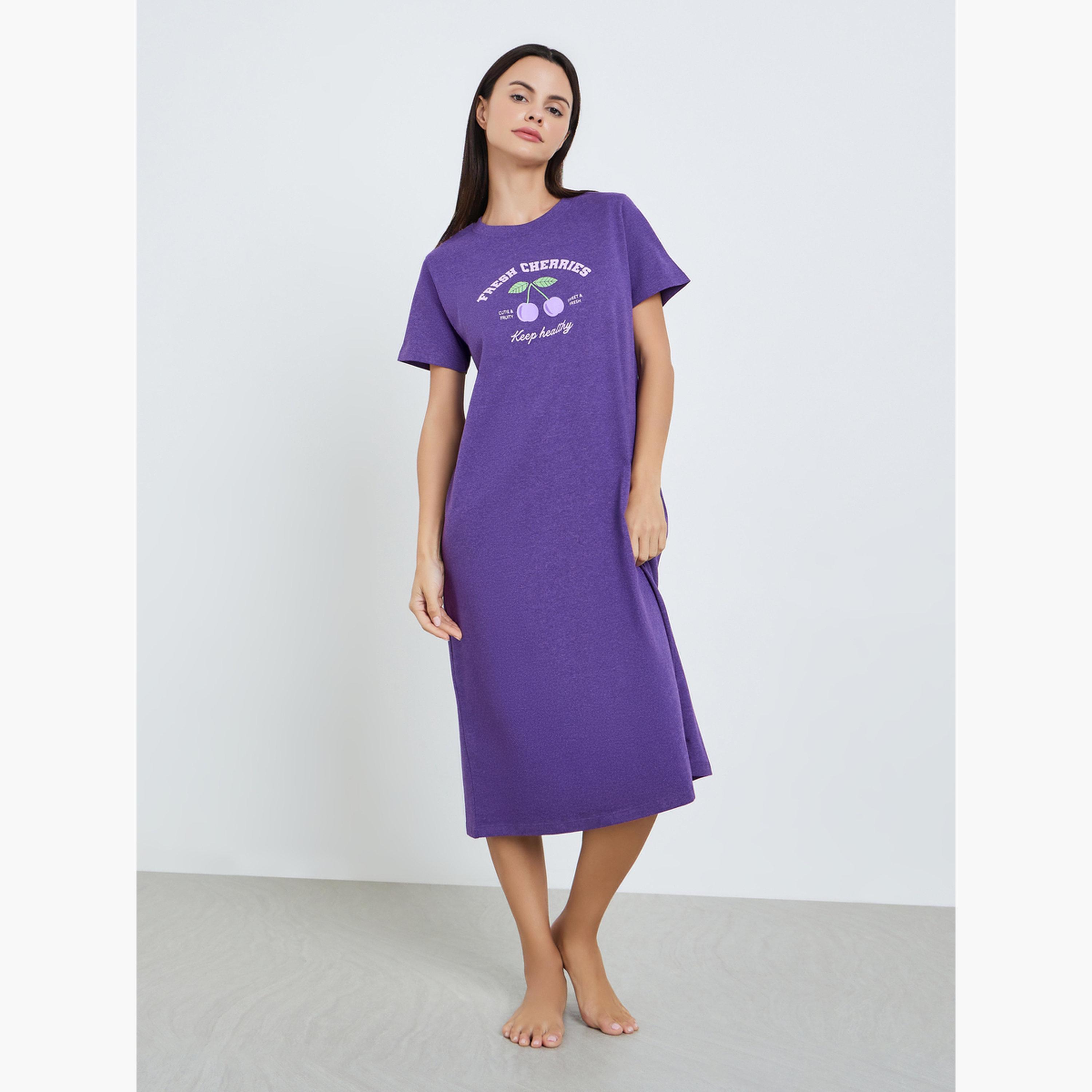 طقم من 2 قميص نوم بأكمام قصيرة وطبعة كرز-women-clothing-nightwear-nighties-image-6