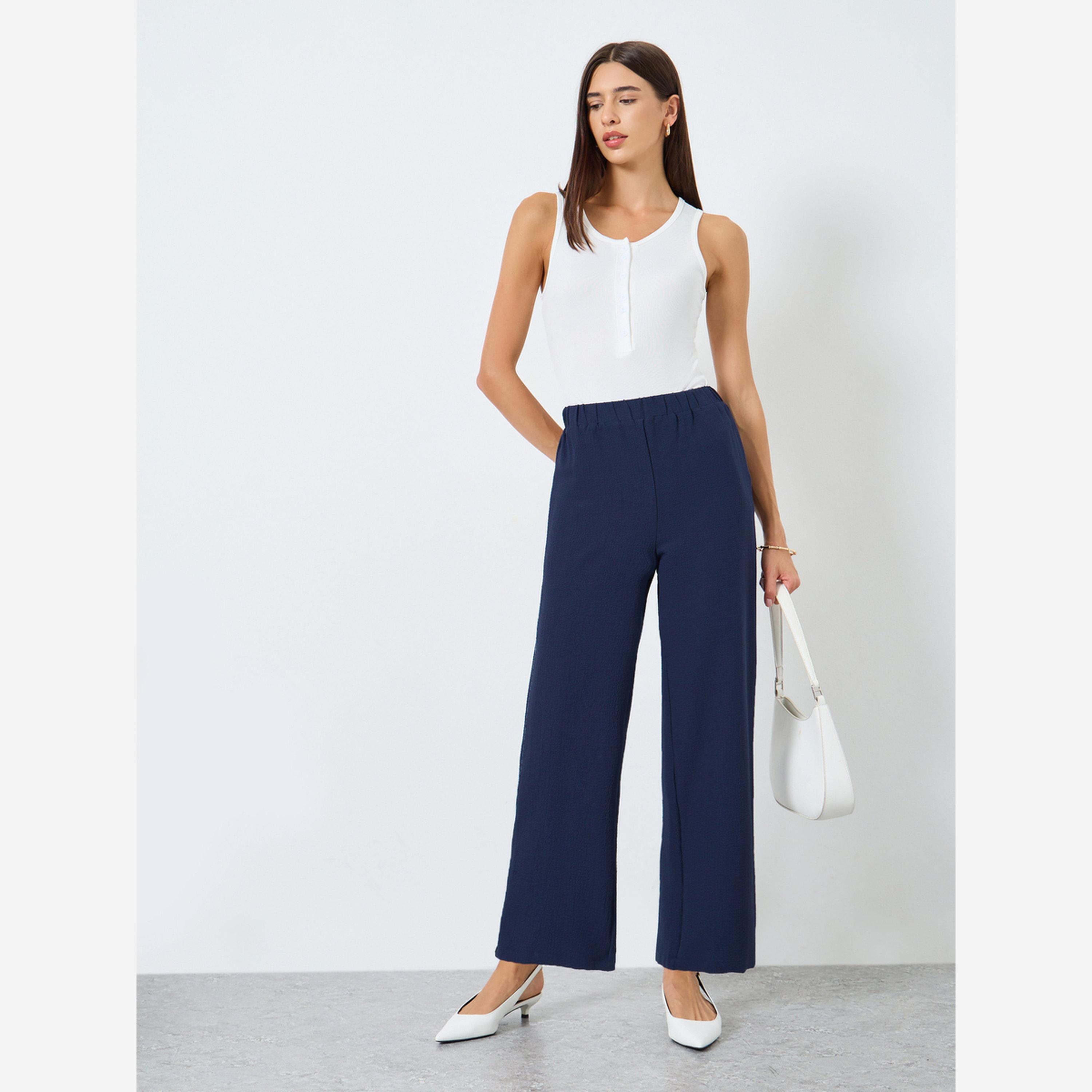 تيك تو - بنطال رياضي قصة مستقيمة، بخصر مطاطي ونسيج متين-women-clothing-bottoms-trousers-image-2