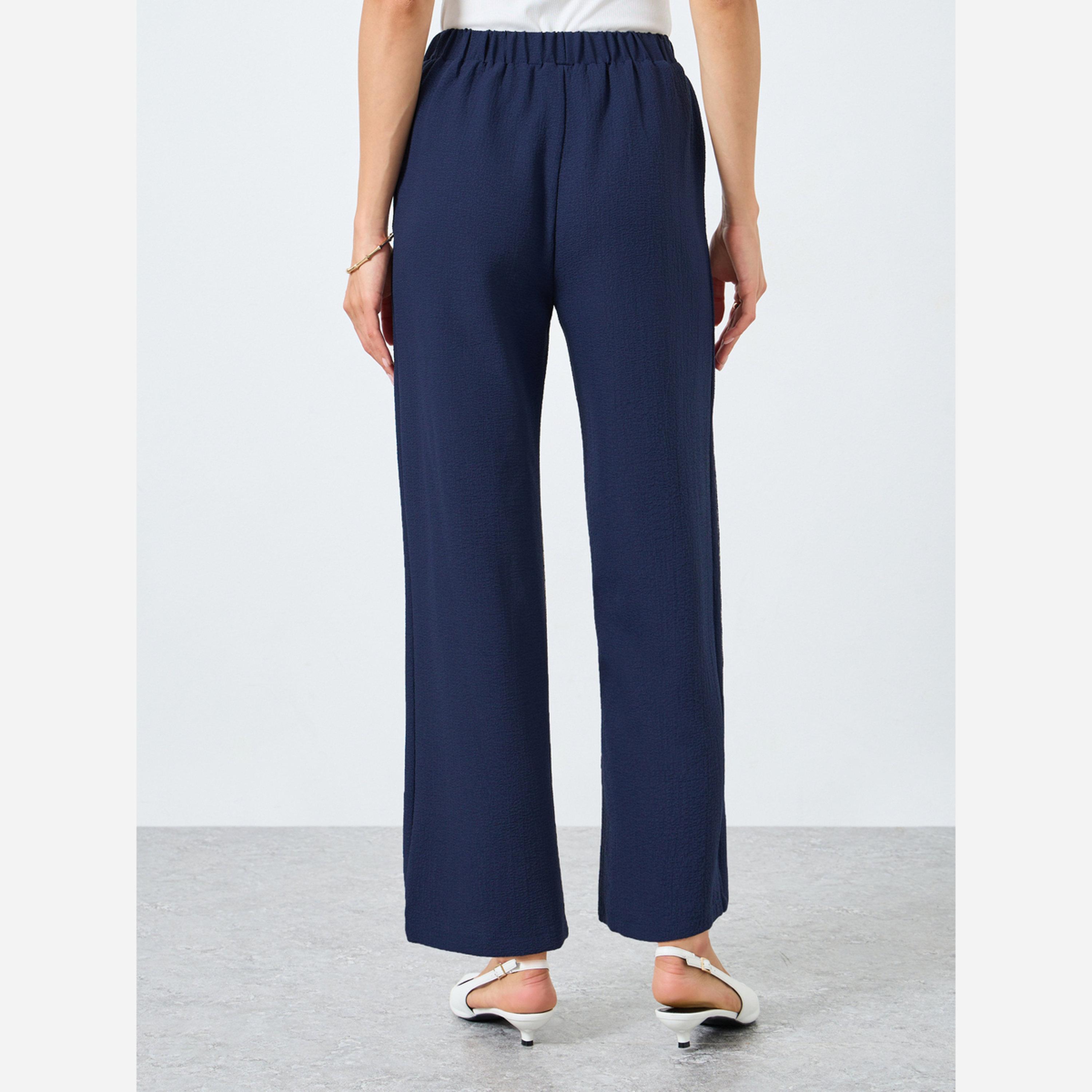 تيك تو - بنطال رياضي قصة مستقيمة، بخصر مطاطي ونسيج متين-women-clothing-bottoms-trousers-image-3