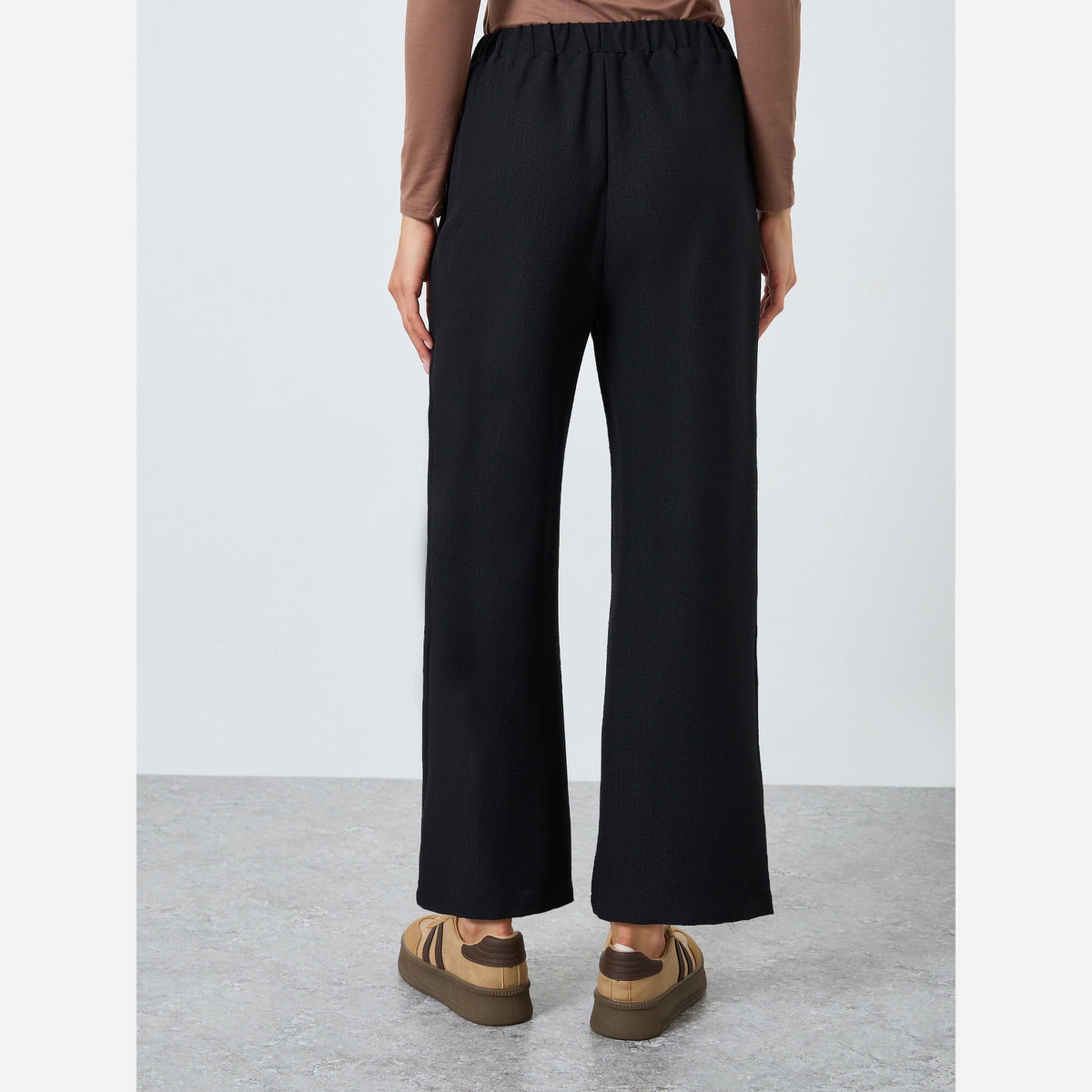 Take Two Women Textured Elastic Waist Straight Leg Pants-women-clothing-bottoms-trousers-image-3