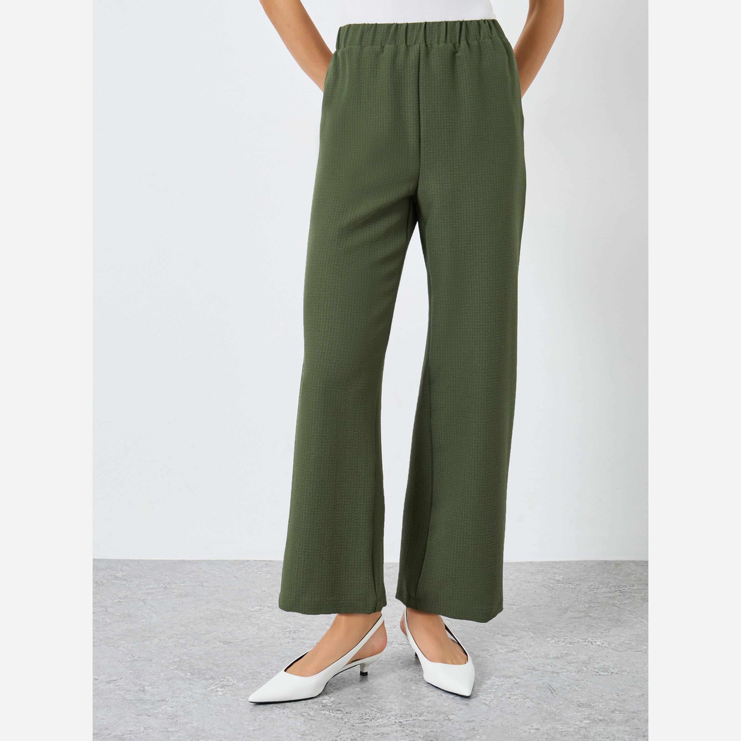 تيك تو - بنطال رياضي قصة مستقيمة، بخصر مطاطي ونسيج متين-women-clothing-bottoms-trousers-image-1