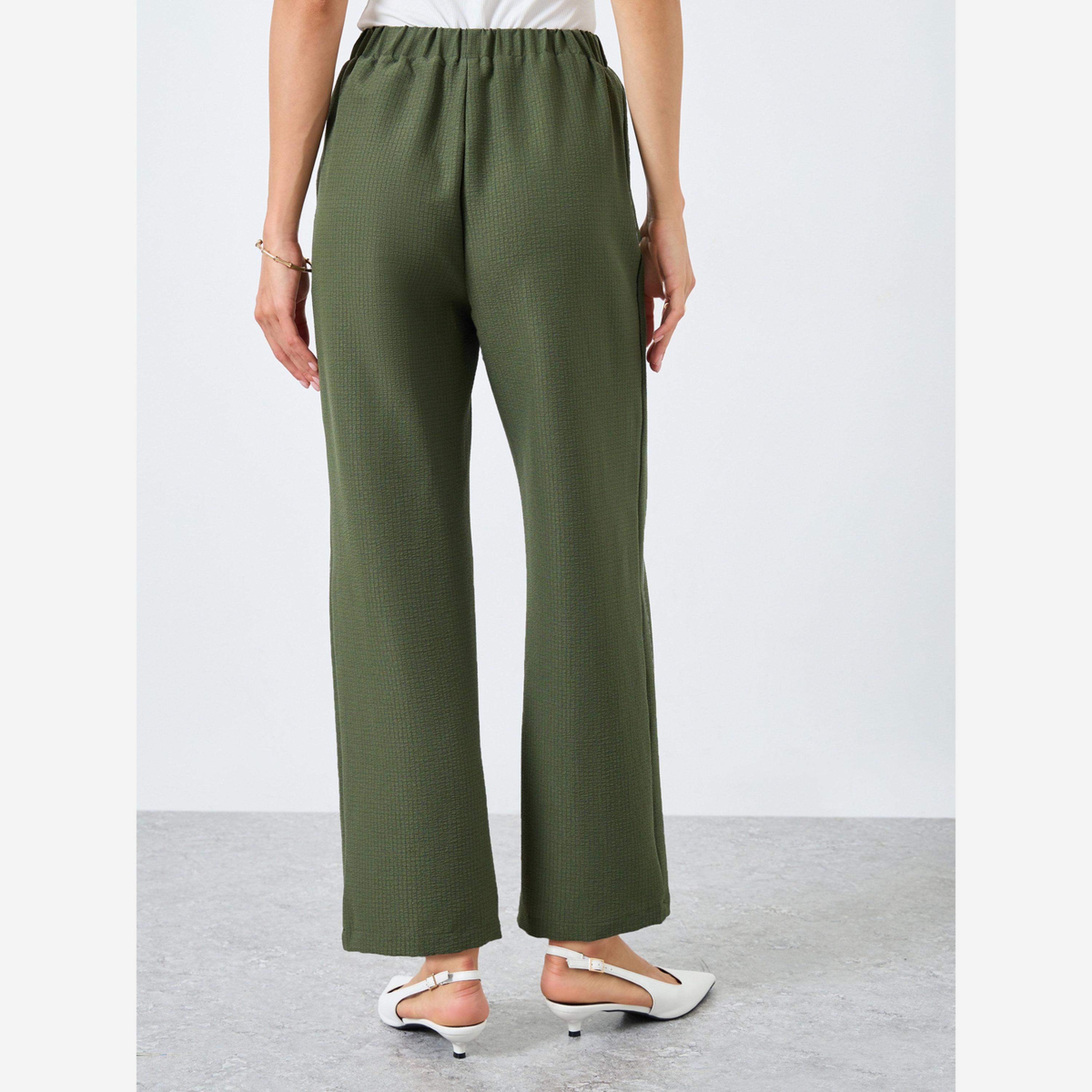 تيك تو - بنطال رياضي قصة مستقيمة، بخصر مطاطي ونسيج متين-women-clothing-bottoms-trousers-image-4
