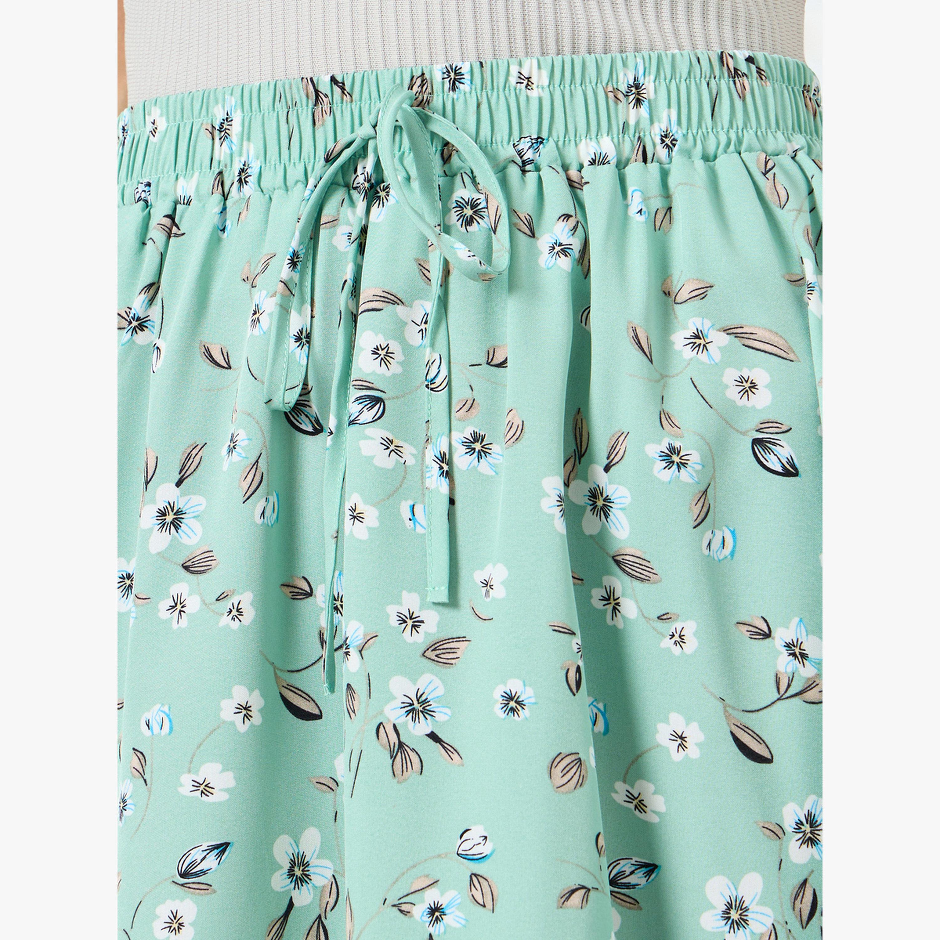 Take Two Floral Printed Drawstring Elastic Waist Skirt-women-clothing-bottoms-skirts-image-4