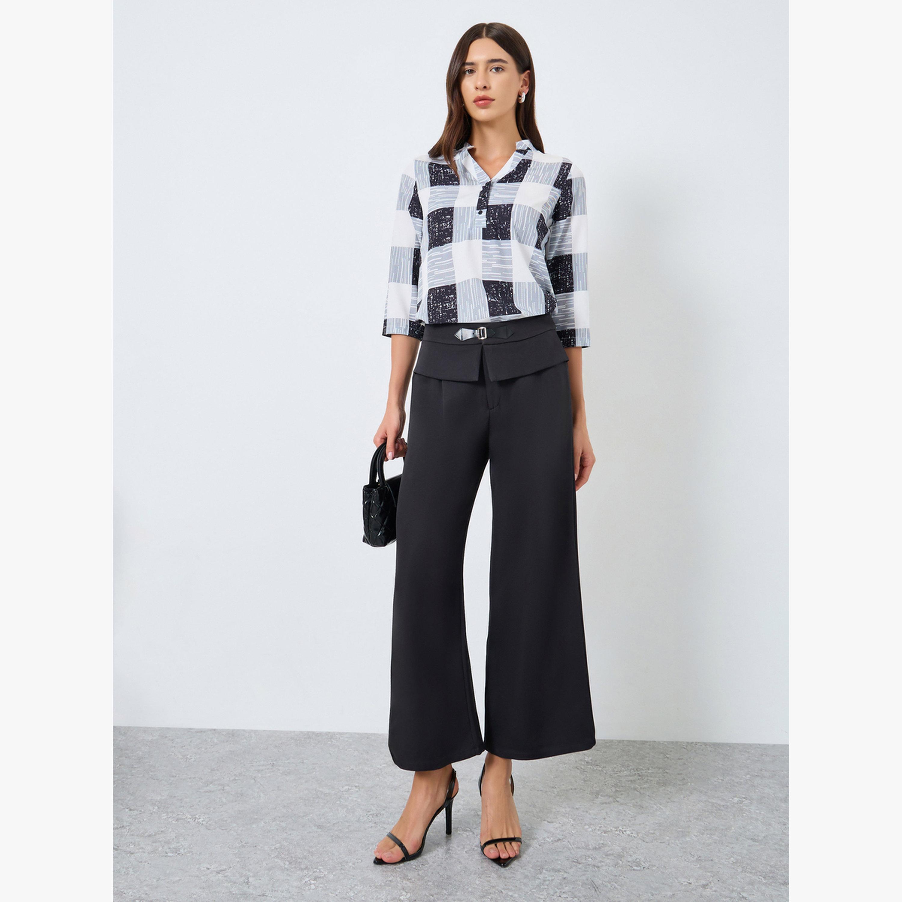 Take Two Checked V-Neck Button Front Top-women-clothing-shirtsandblouses-blouses-image-2
