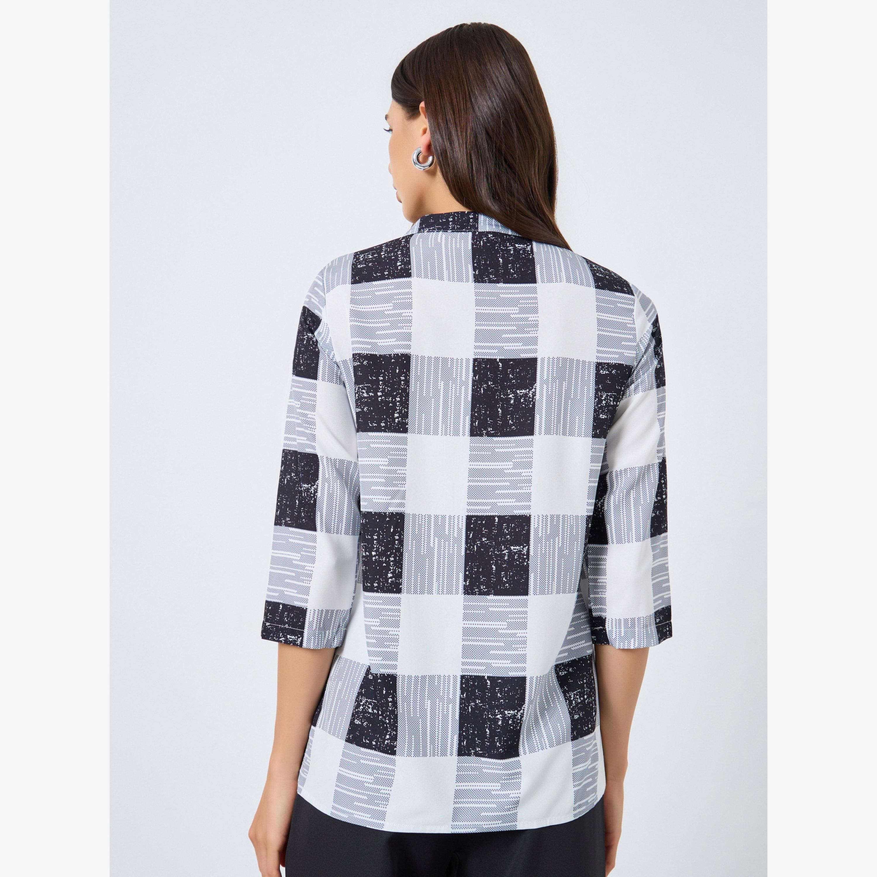 Take Two Checked V-Neck Button Front Top-women-clothing-shirtsandblouses-blouses-image-5