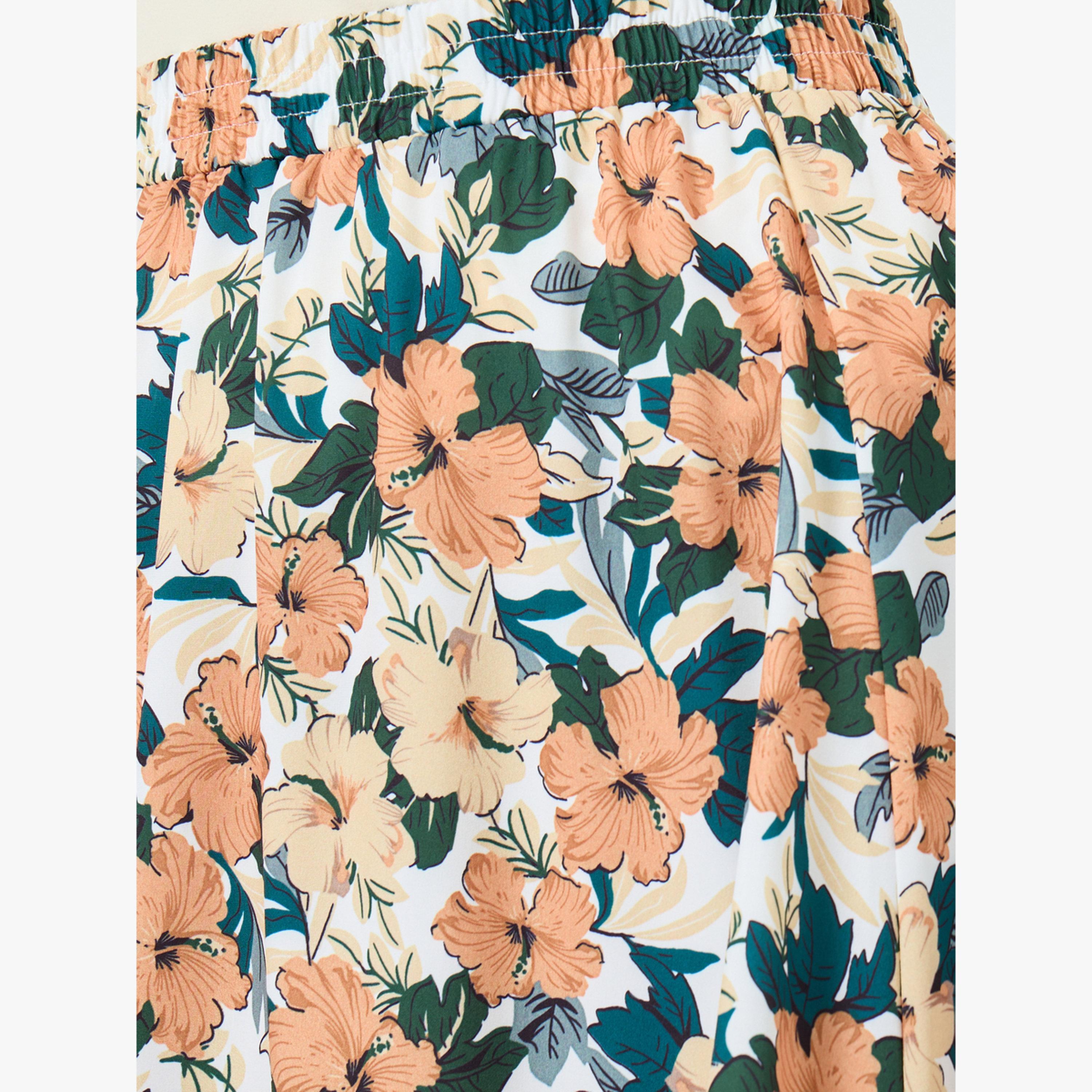 Take Two Floral Printed Elastic Waist Skirt-women-clothing-bottoms-skirts-image-4