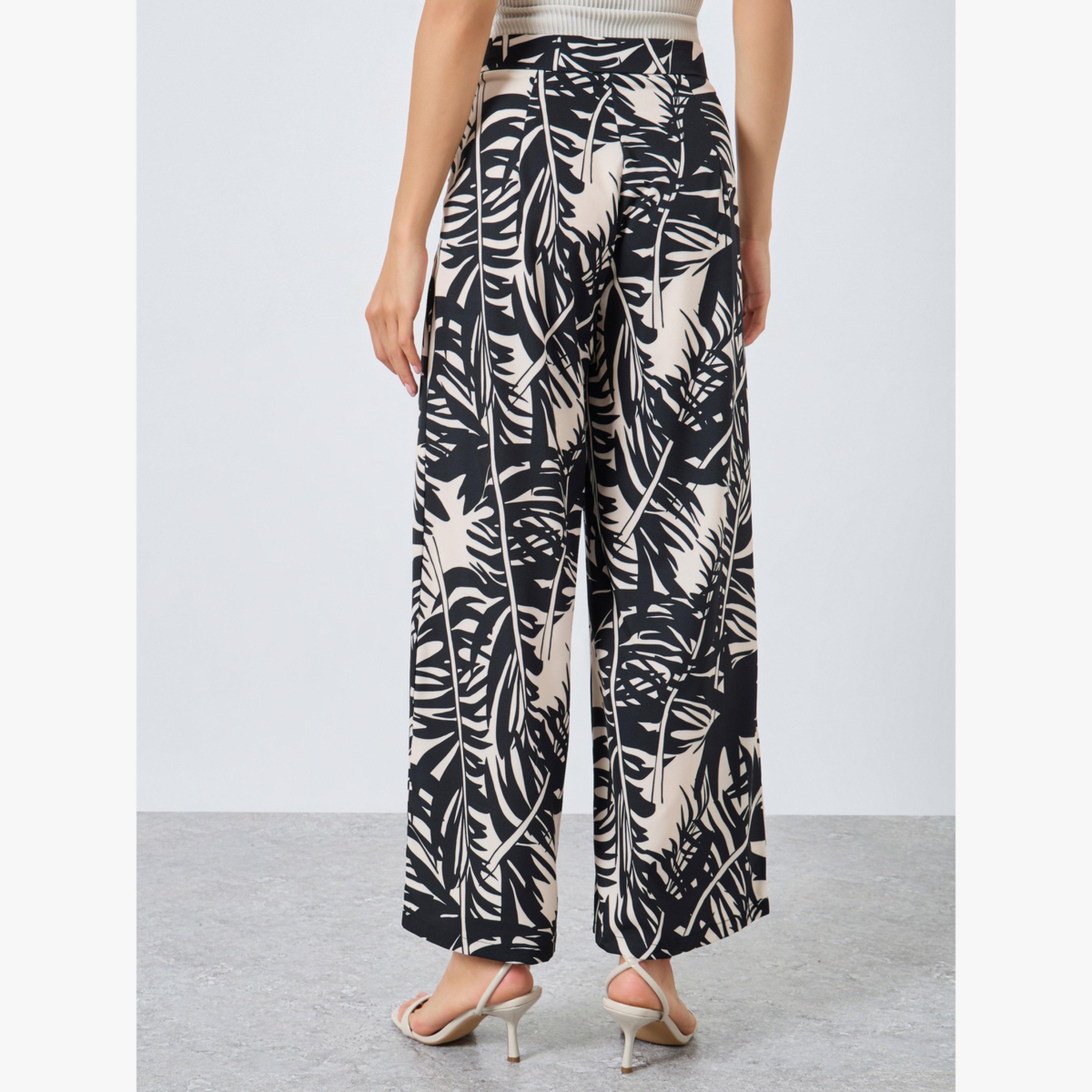 Take Two Women Leaf Print Wide Leg Pants-women-clothing-bottoms-trousers-image-3
