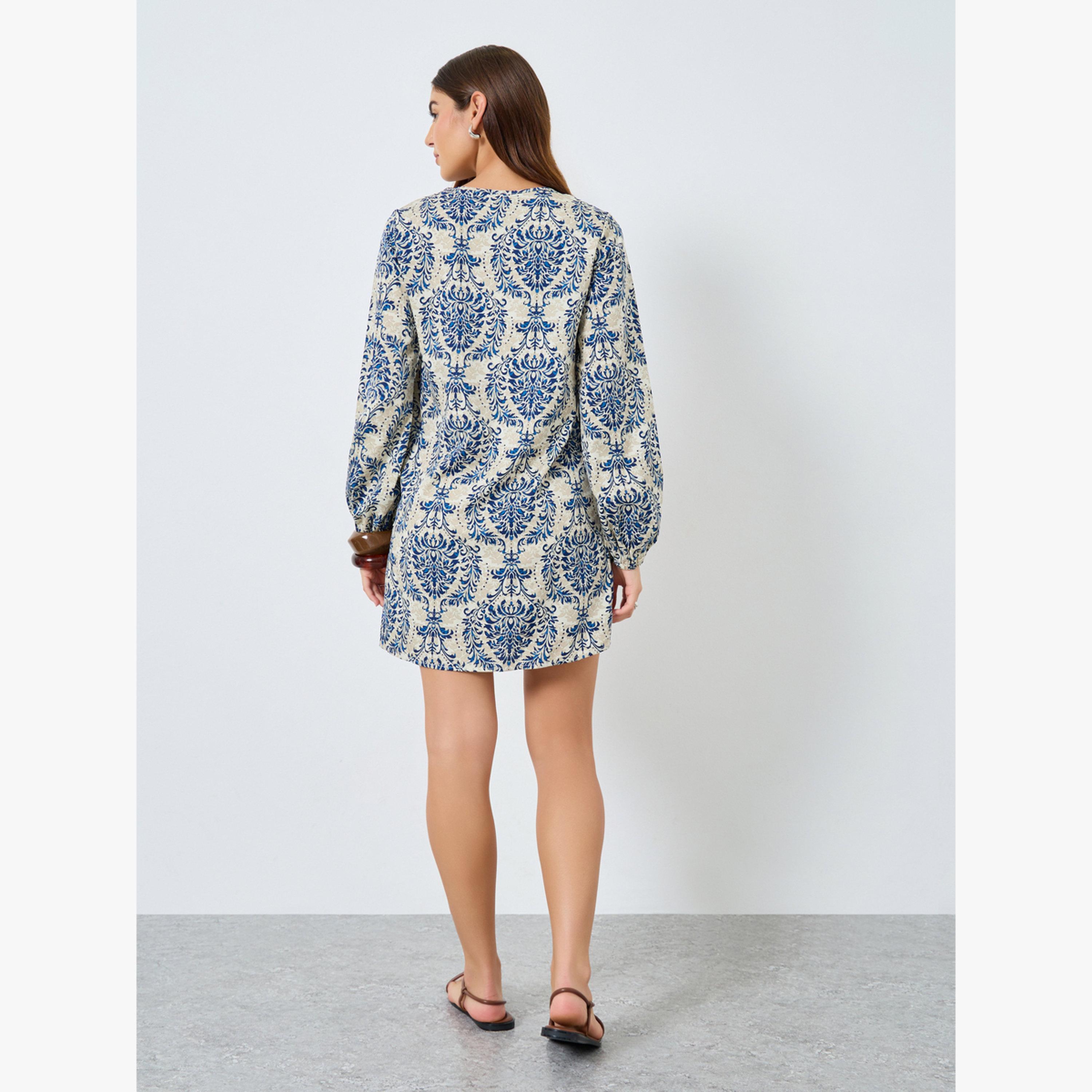 Take Two Graphic Print Long Sleeve Mini Dress-women-clothing-dresses-image-3