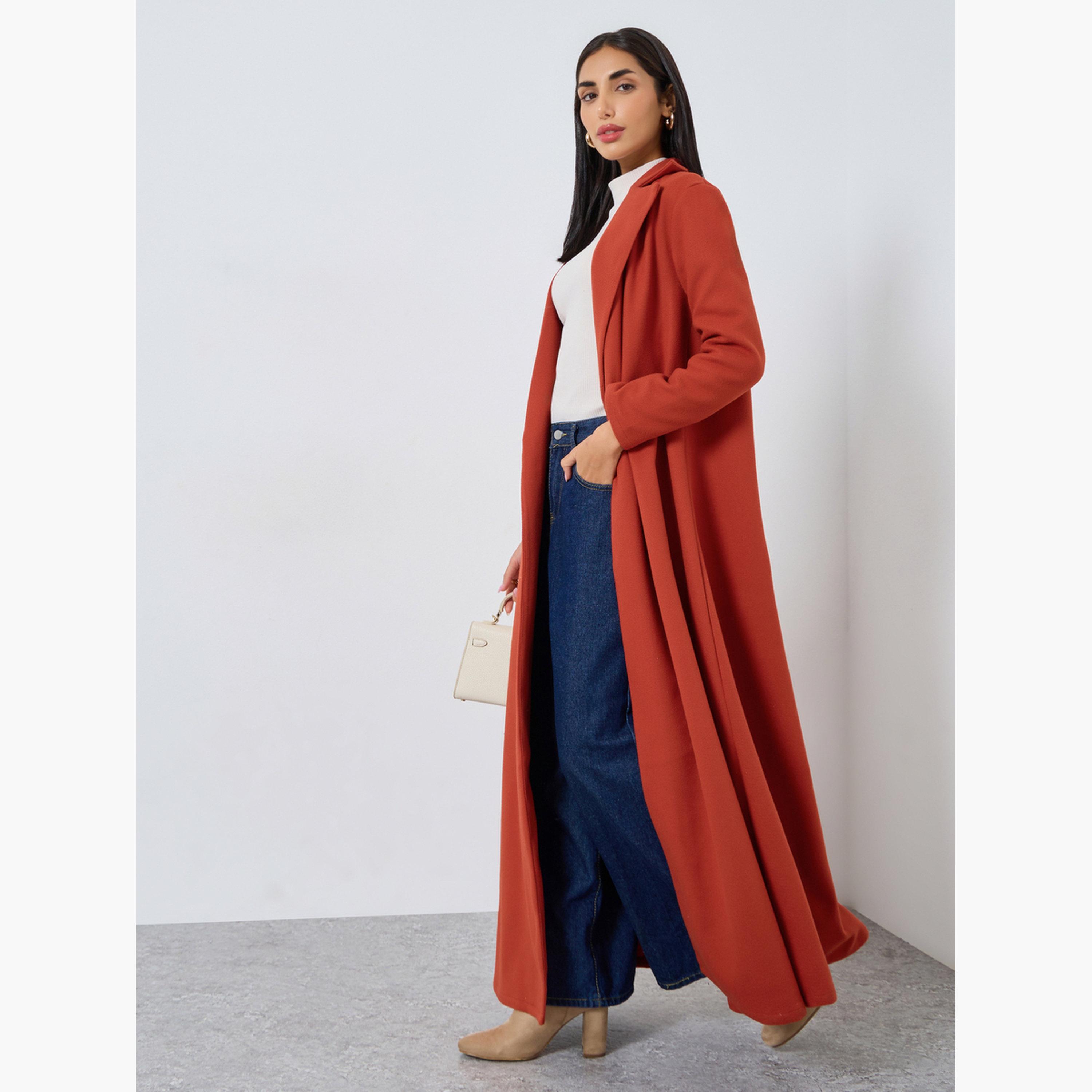 Styli Solid Blazer Neck Open Abaya-women-arabicclothing-abayas-image-1