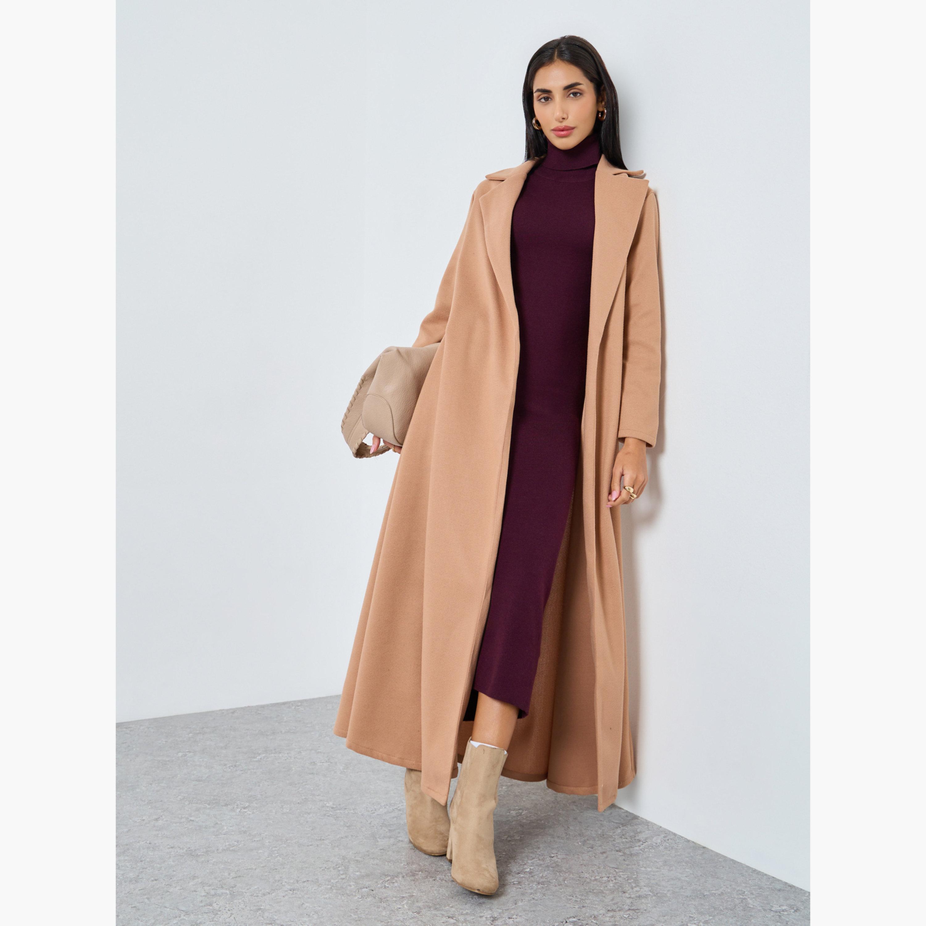 ستايلي - عباية مفتوحة بياقة بليزر سادة-women-arabicclothing-abayas-image-5