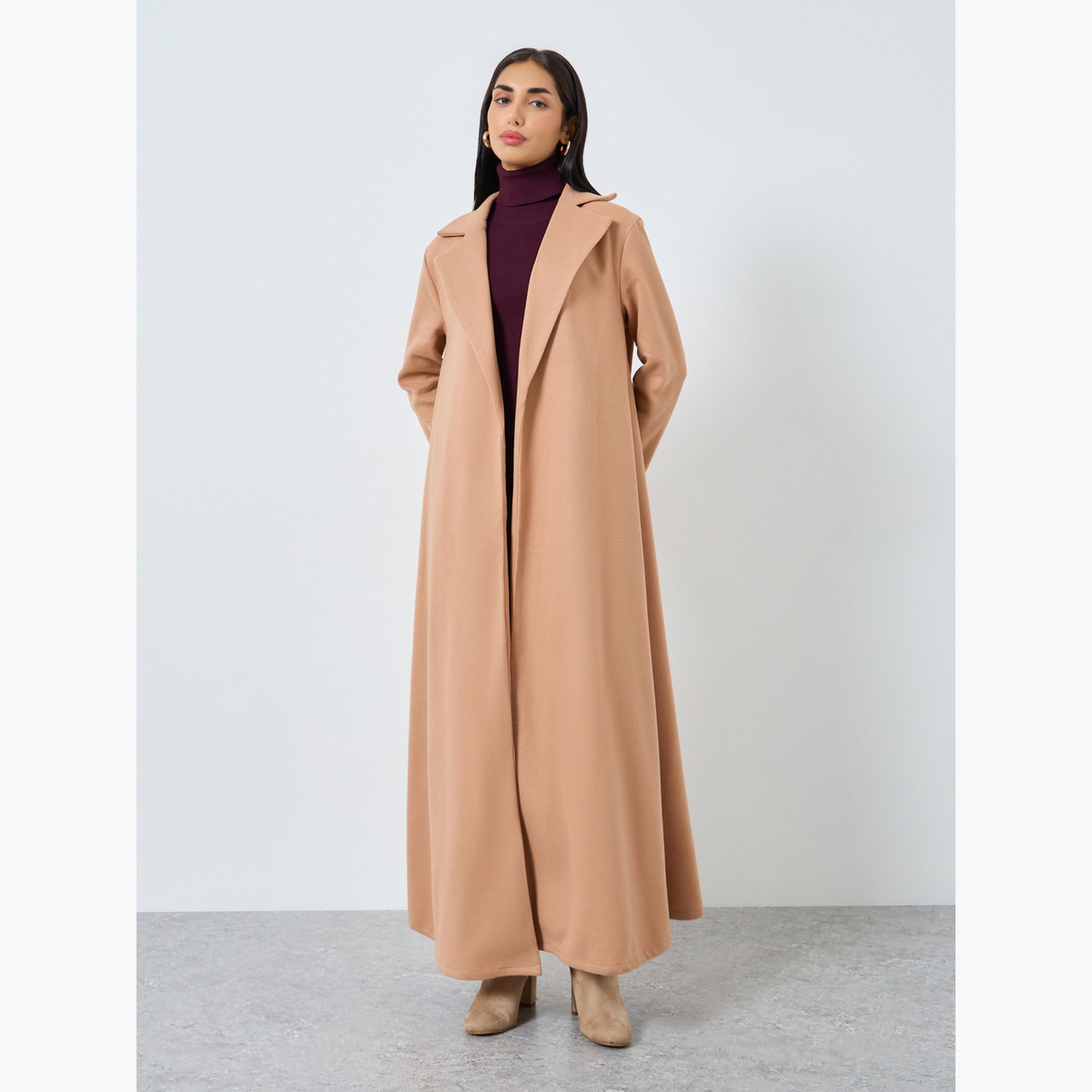 Styli Solid Blazer Neck Open Abaya-women-arabicclothing-abayas-image-2
