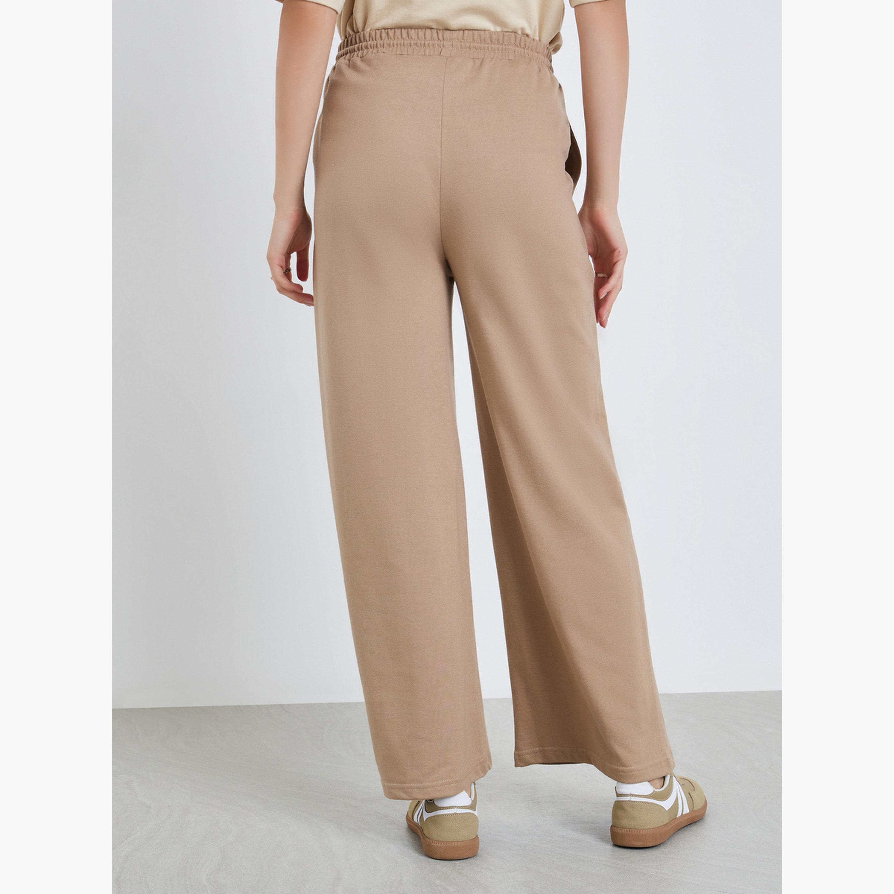Styli Women Beige Wide Leg Joggers-women-clothing-bottoms-joggers-image-4