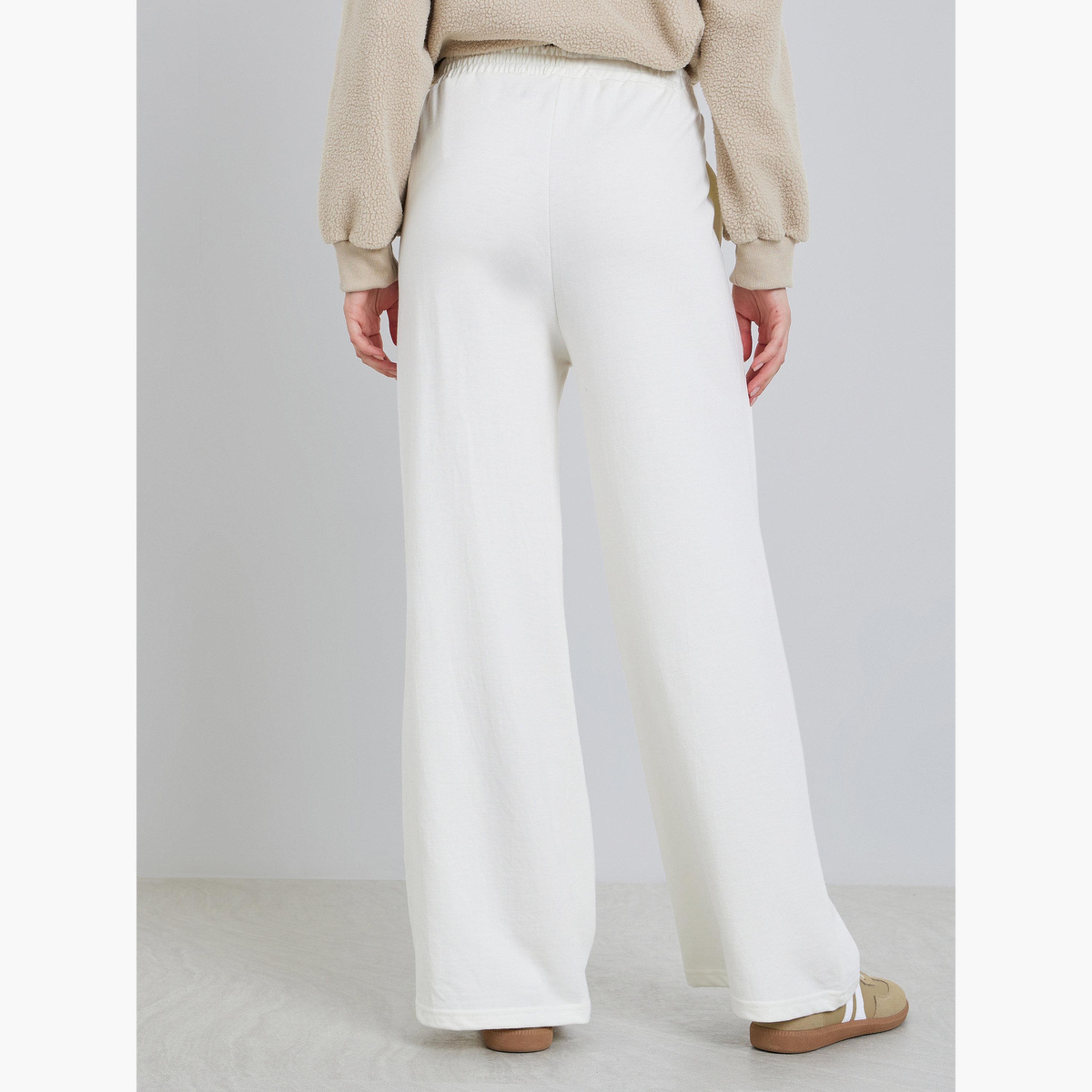 Styli Women Off White Wide Leg Cotton Joggers-women-clothing-bottoms-joggers-image-4