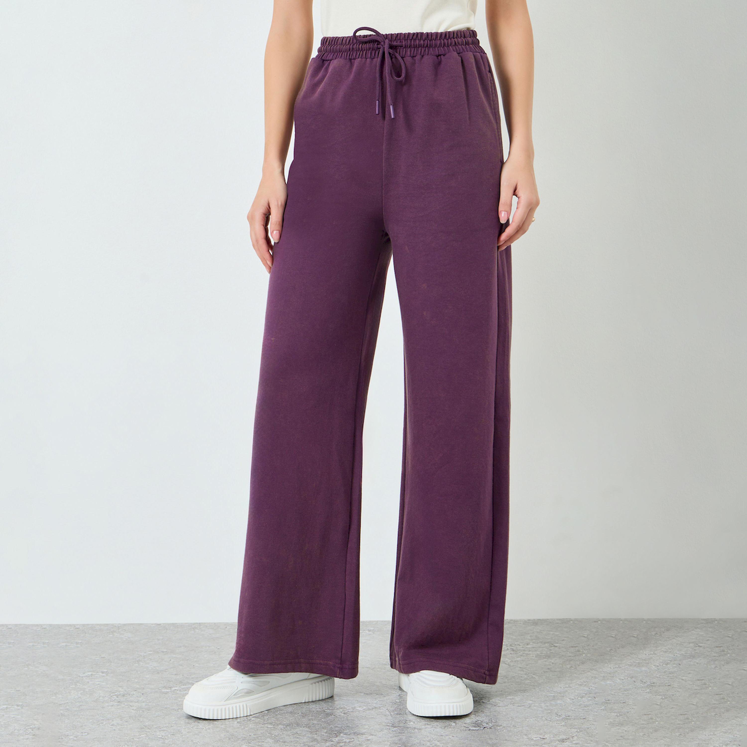 جوغر قطن مغسول بأرجل واسعة-women-clothing-bottoms-joggers-image-1