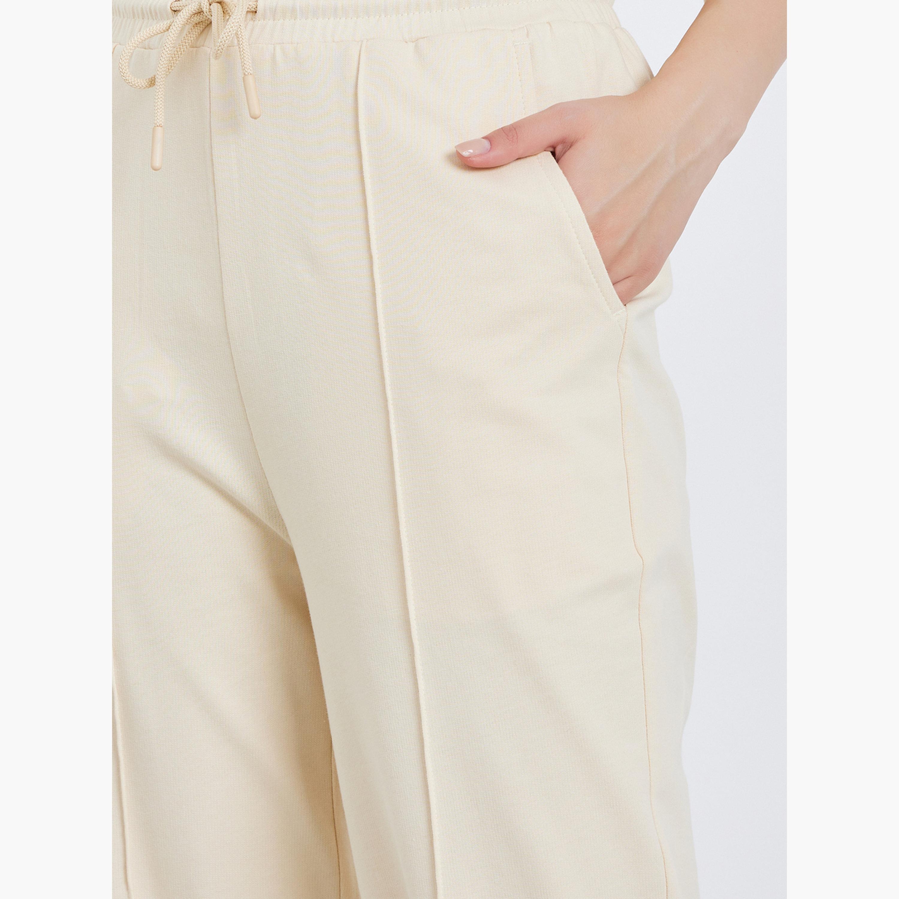 Styli Women Beige Tapered Joggers with Drawstring-women-clothing-bottoms-joggers-image-3