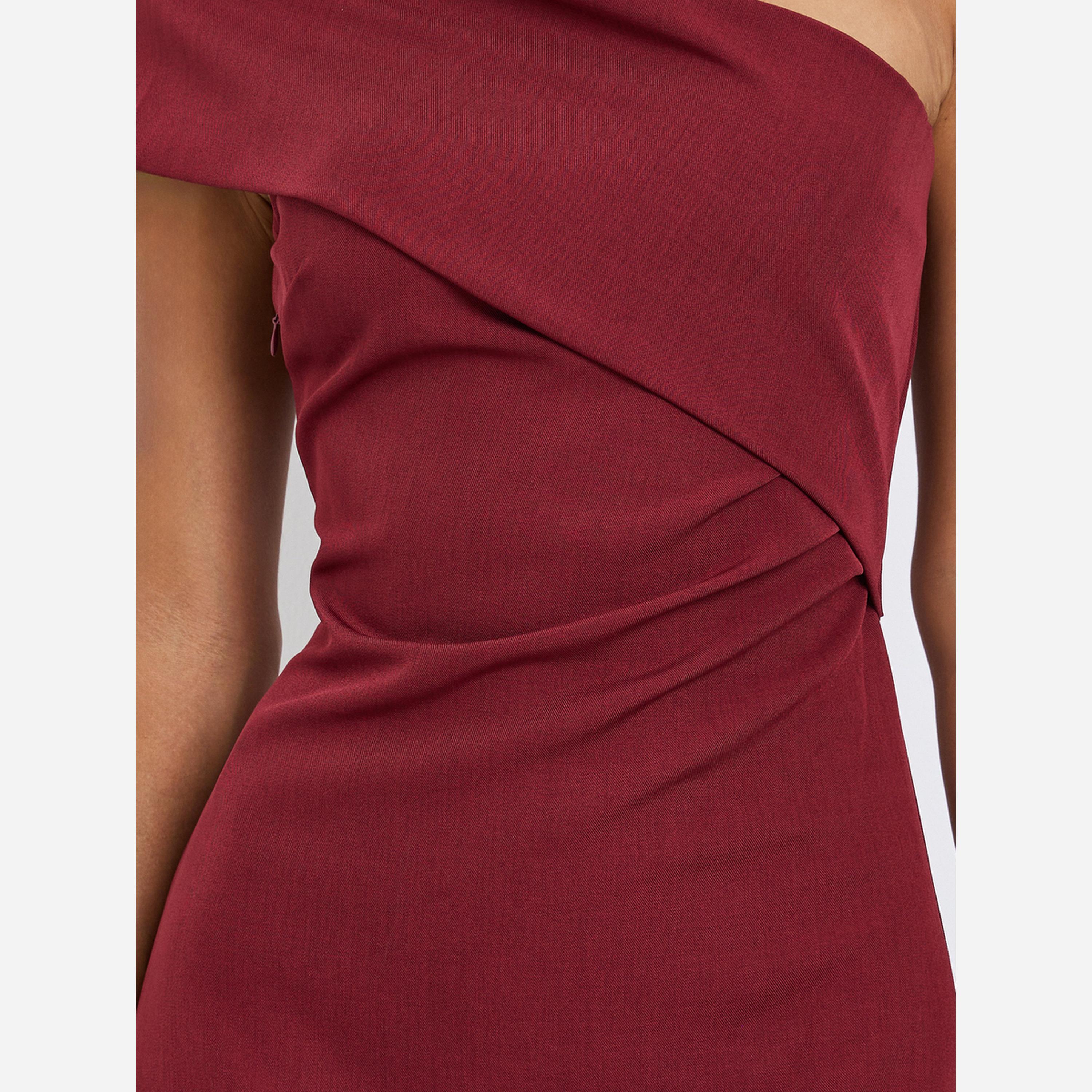 ستايلي - فستان متوسط الطول ضيق بكتف واحد-women-clothing-dresses-image-5