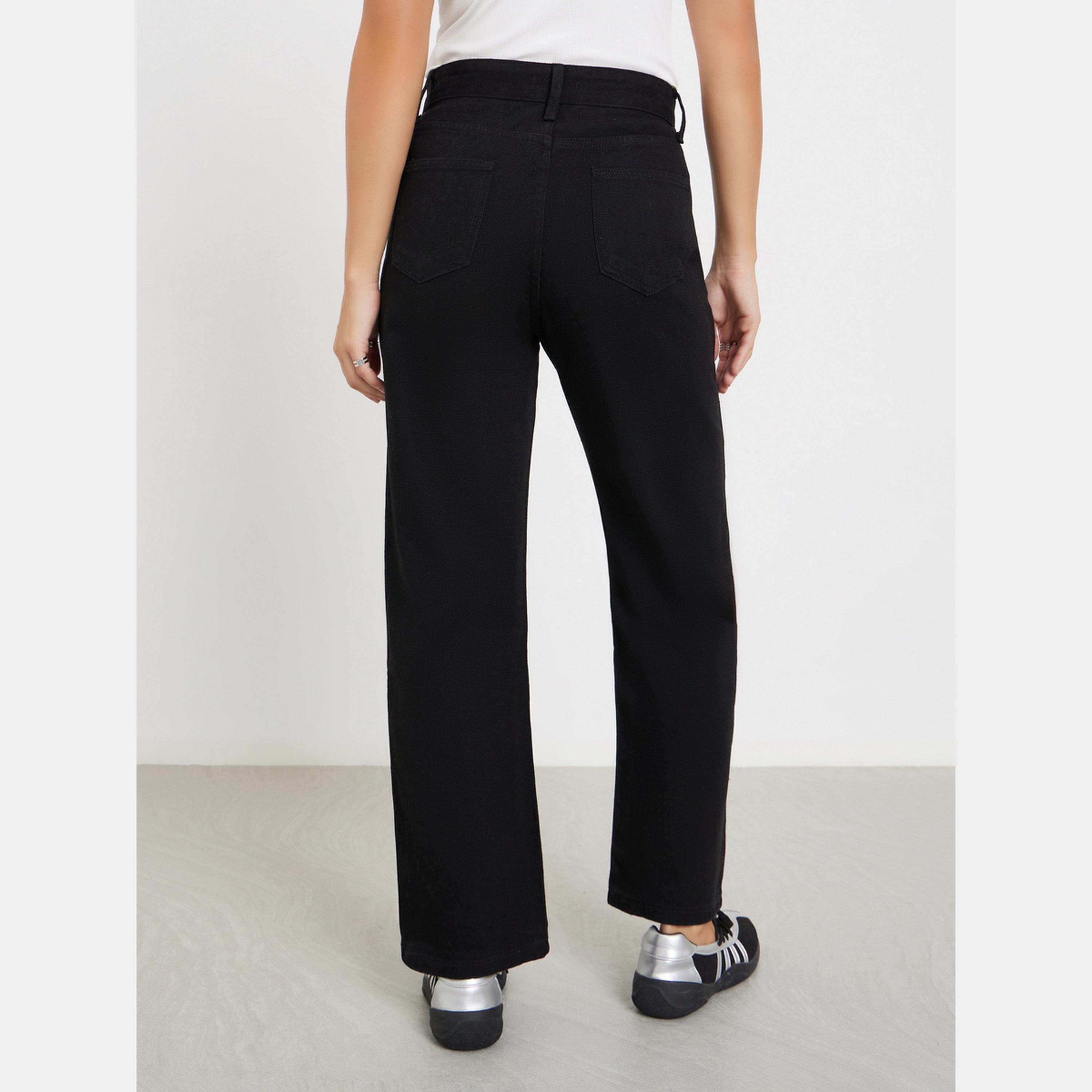 ستايلي - بنطال جينز أسود واسع الساق وخصر مرتفع-women-clothing-bottoms-jeans-image-4