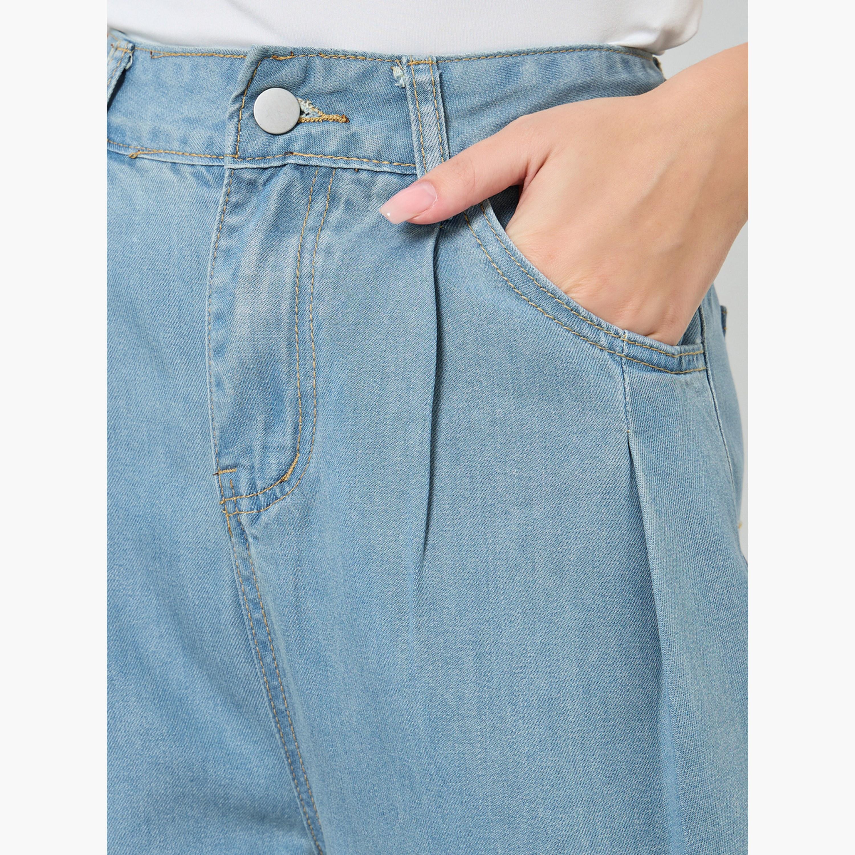 Styli Women Light Blue High Rise Wide Leg Jeans-women-clothing-bottoms-jeans-image-3
