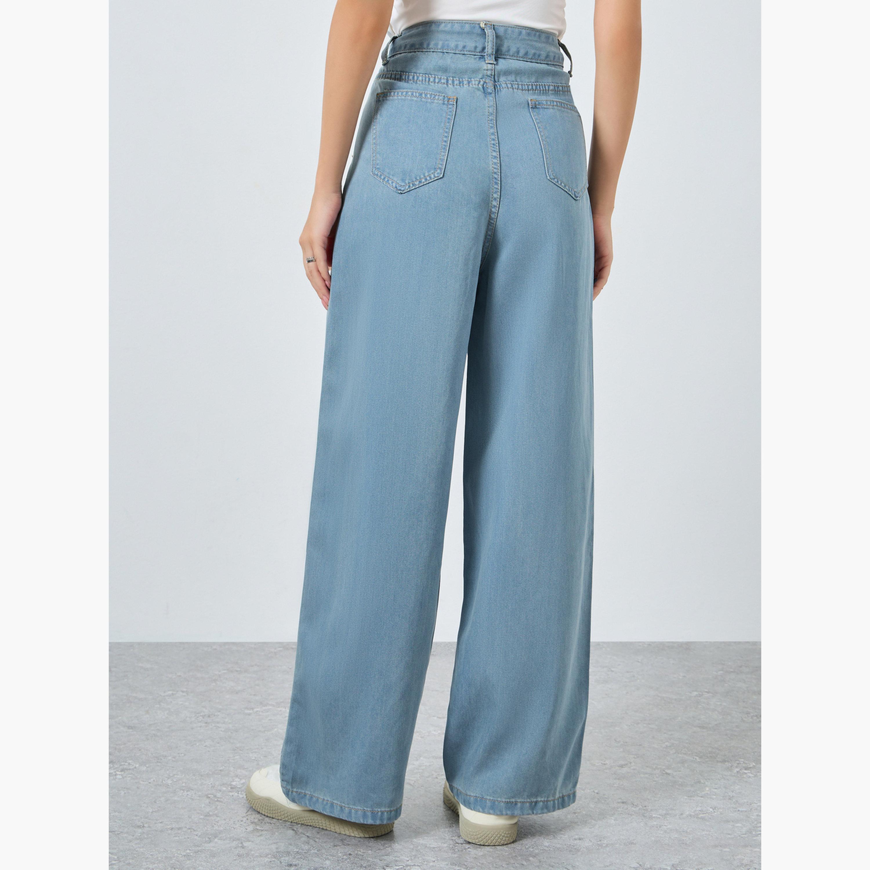 Styli Women Light Blue High Rise Wide Leg Jeans-women-clothing-bottoms-jeans-image-4