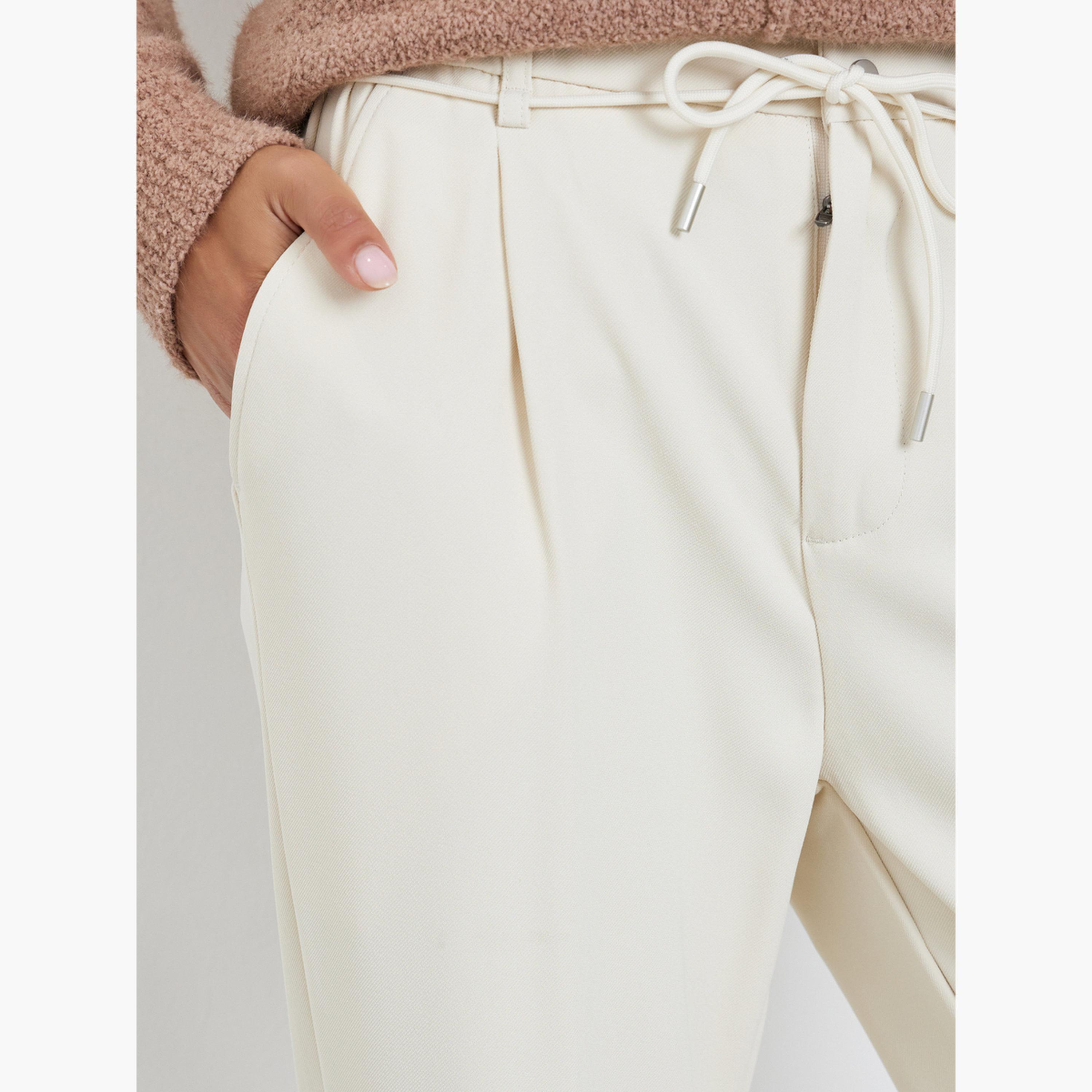 ستايلي - بنطال بيج واسع الساق برباط للنساء-women-clothing-bottoms-trousers-image-3