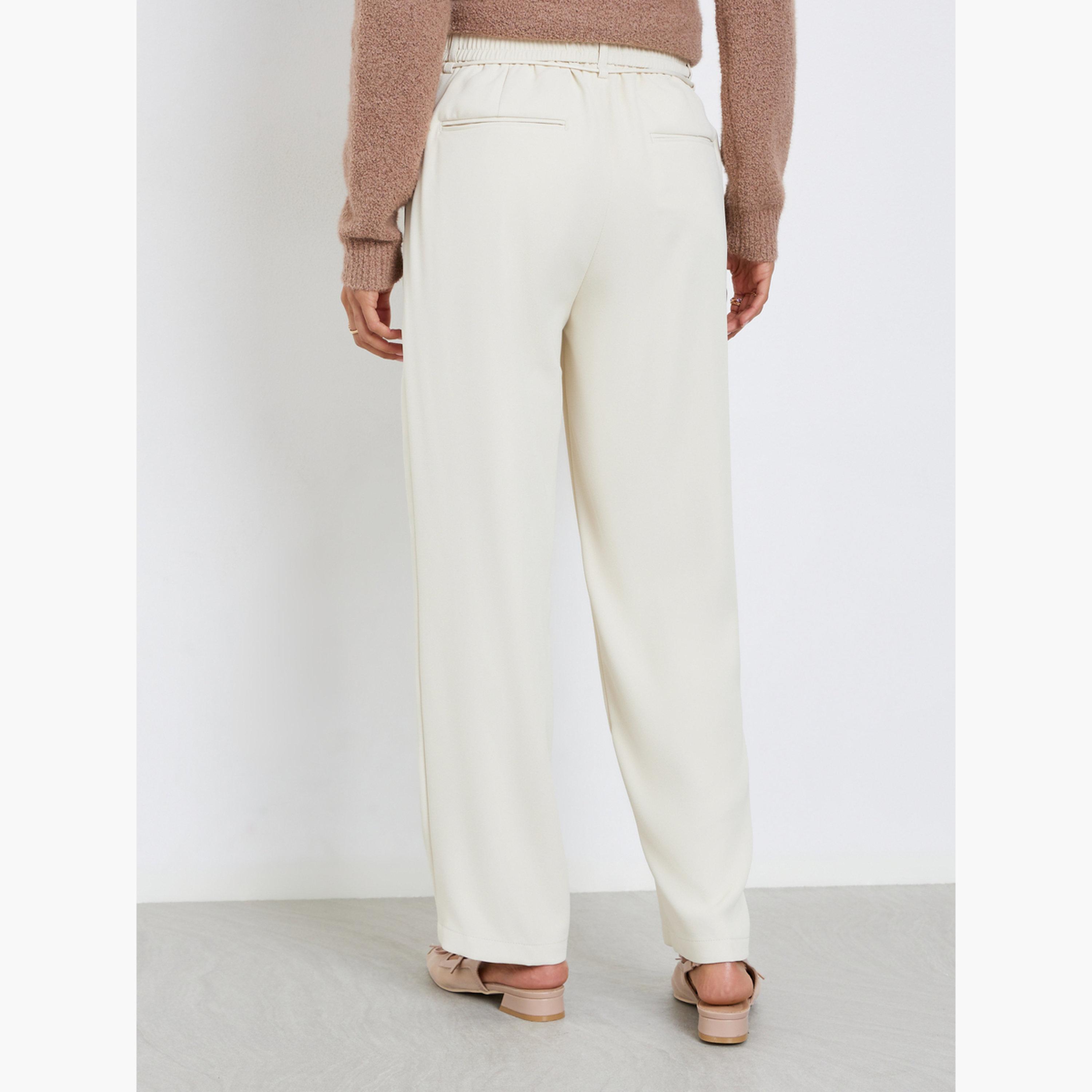 ستايلي - بنطال بيج واسع الساق برباط للنساء-women-clothing-bottoms-trousers-image-4