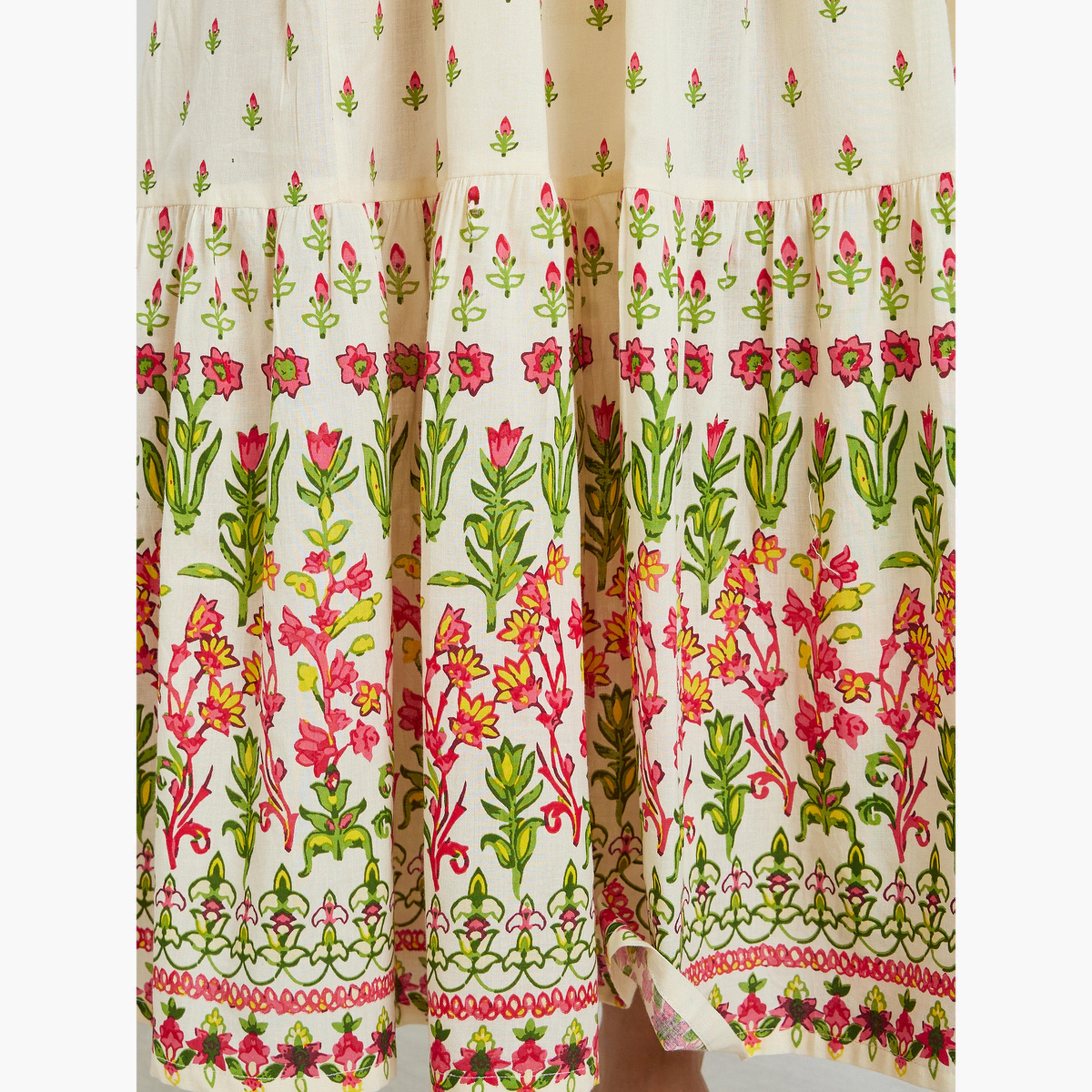 فستان طويل بحافة واسعة وطبعة أزهار للنساء-women-clothing-dresses-image-5