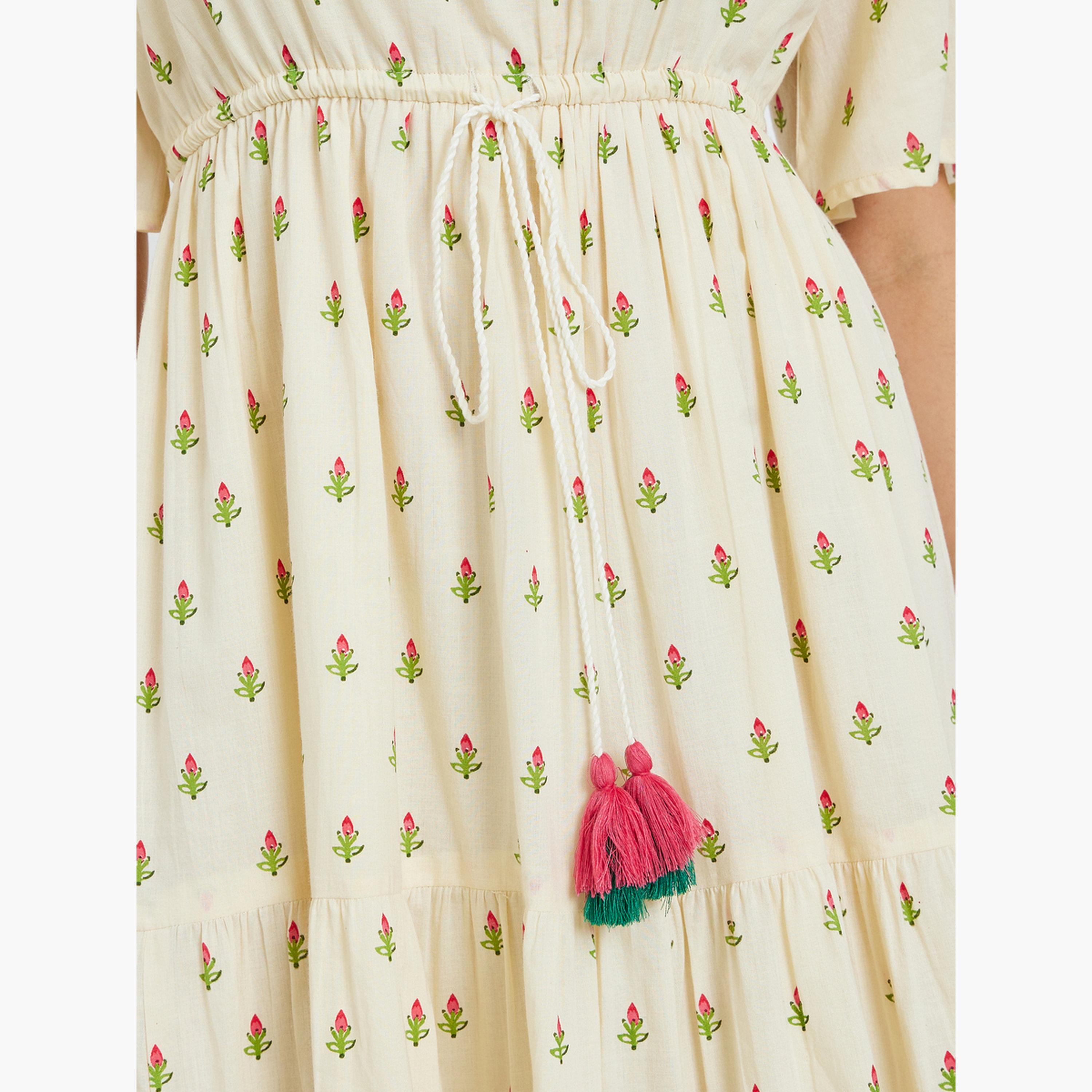 فستان طويل بحافة واسعة وطبعة أزهار للنساء-women-clothing-dresses-image-6