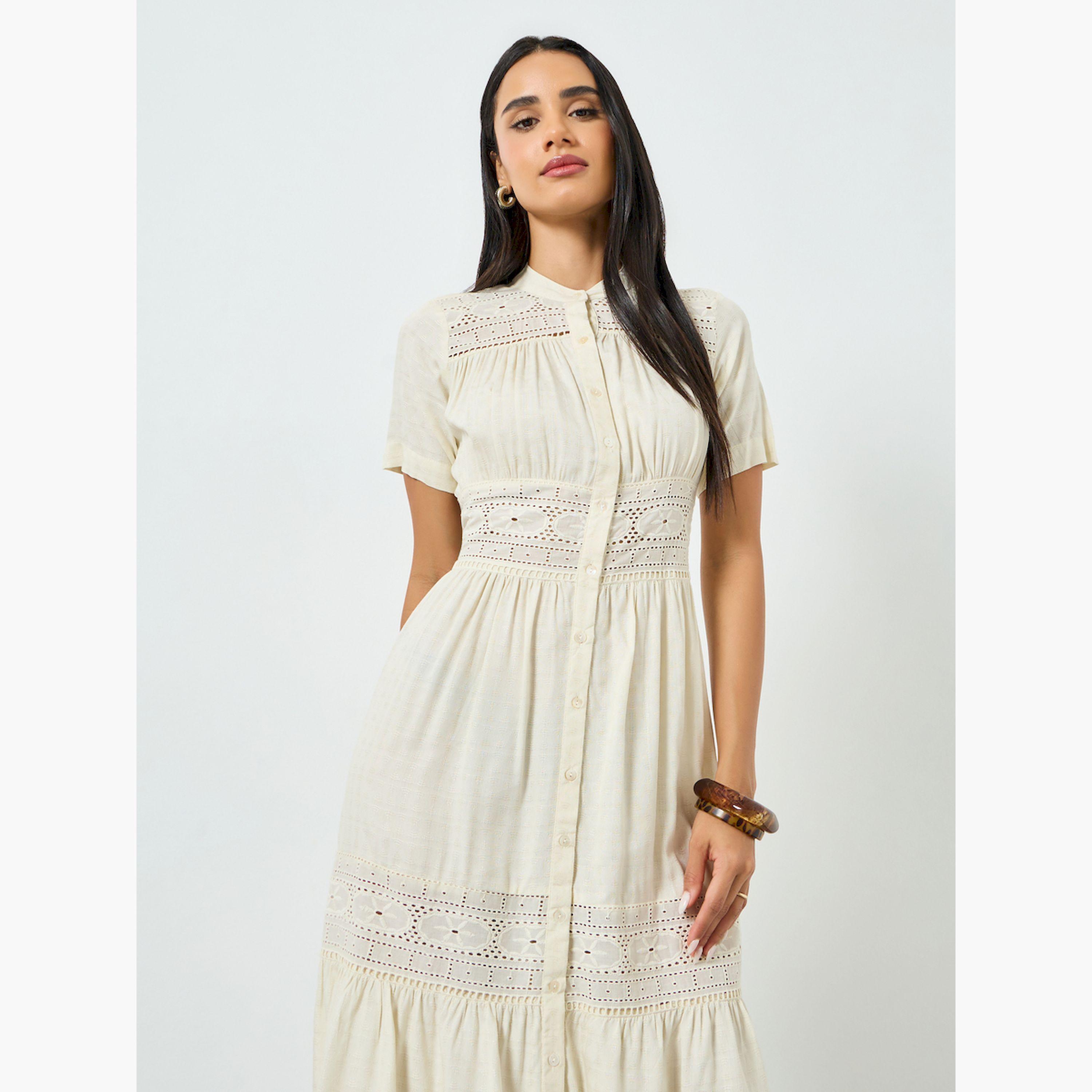 فستان ميدي بنمط قميص وتفاصيل دانتيل-women-clothing-dresses-image-2