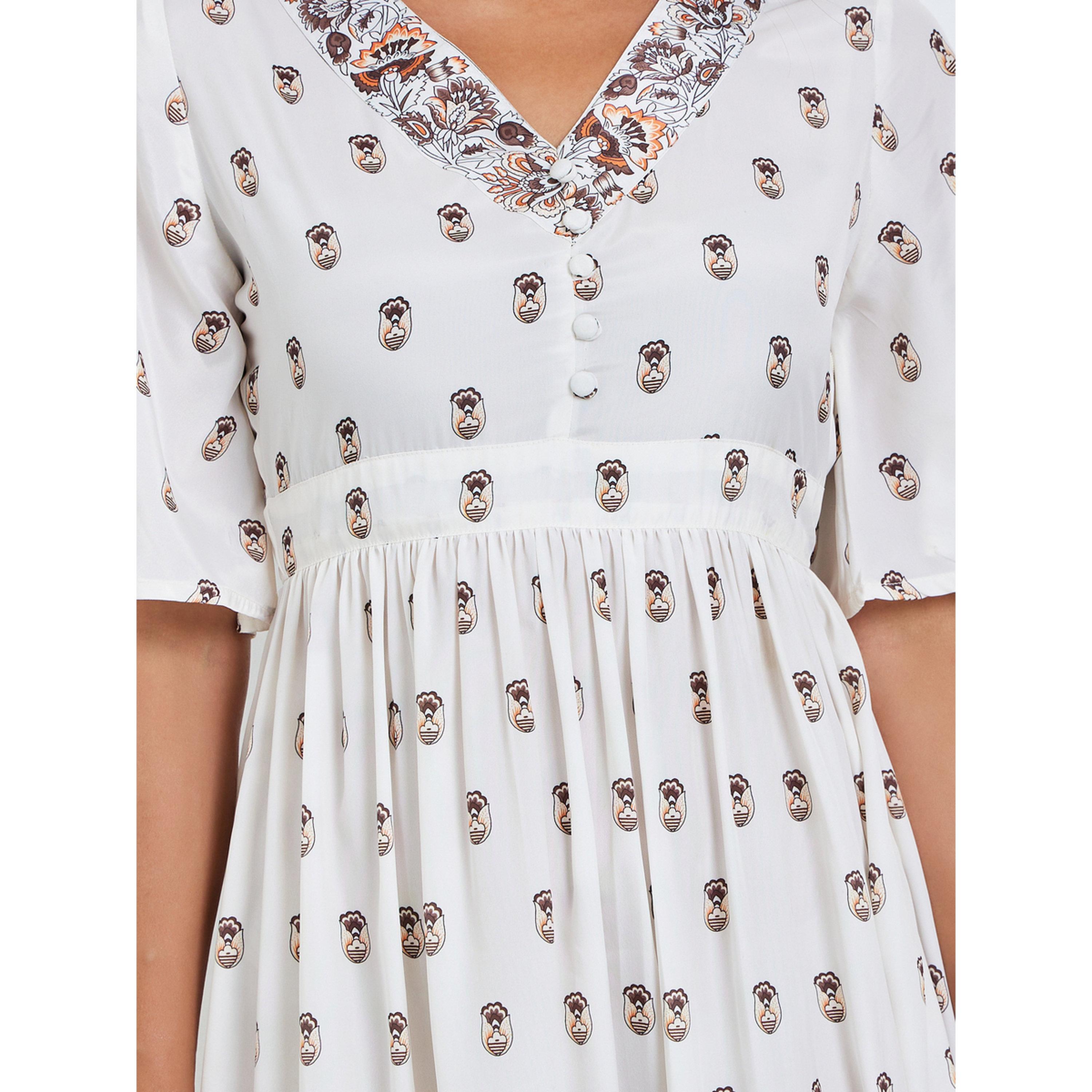 Styli Women Cream Floral Print A-Line Midi Dress-women-clothing-dresses-image-5