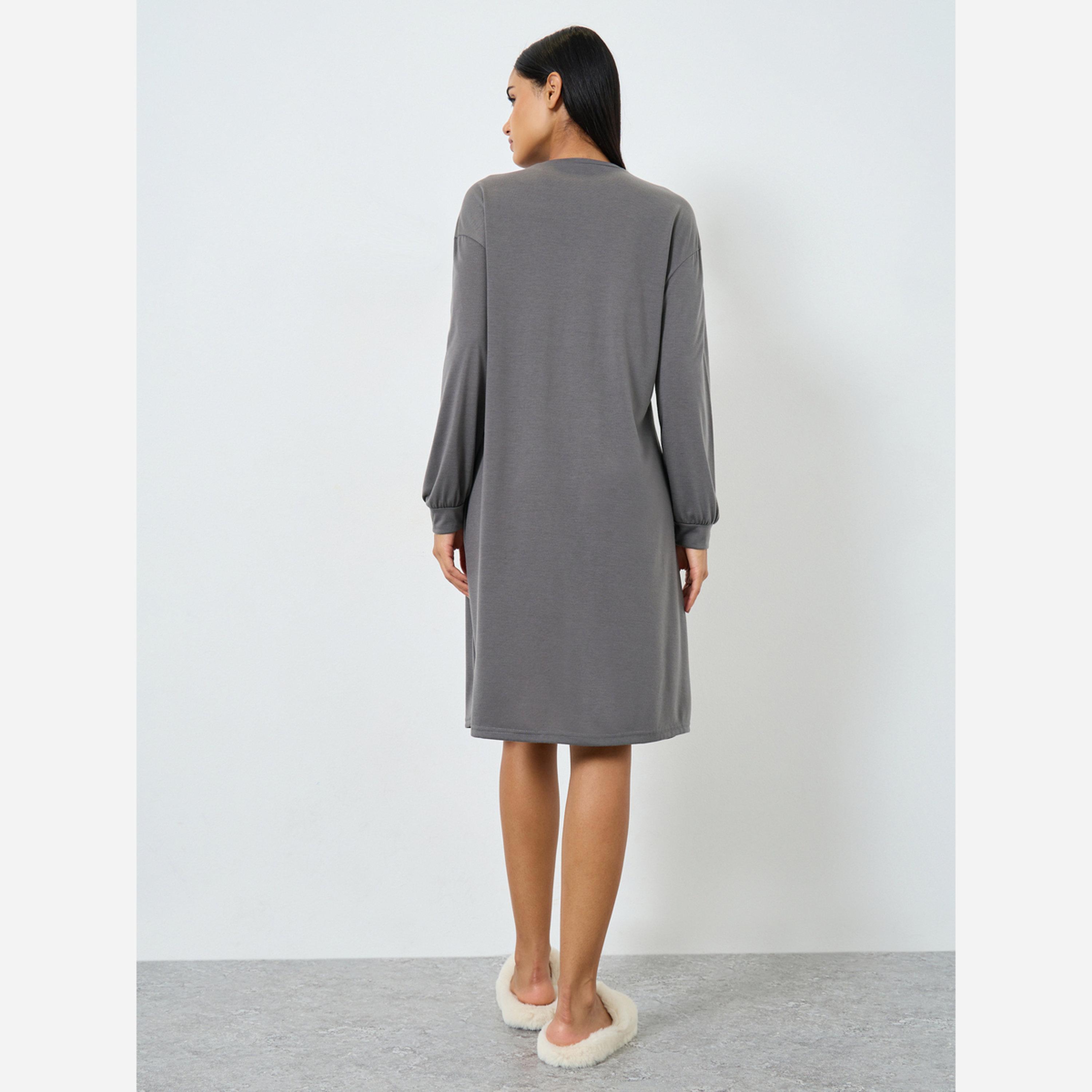 ستايلي - فستان نوم أكمام منسدلة وأكتاف مكشكشة-women-clothing-nightwear-nighties-image-3