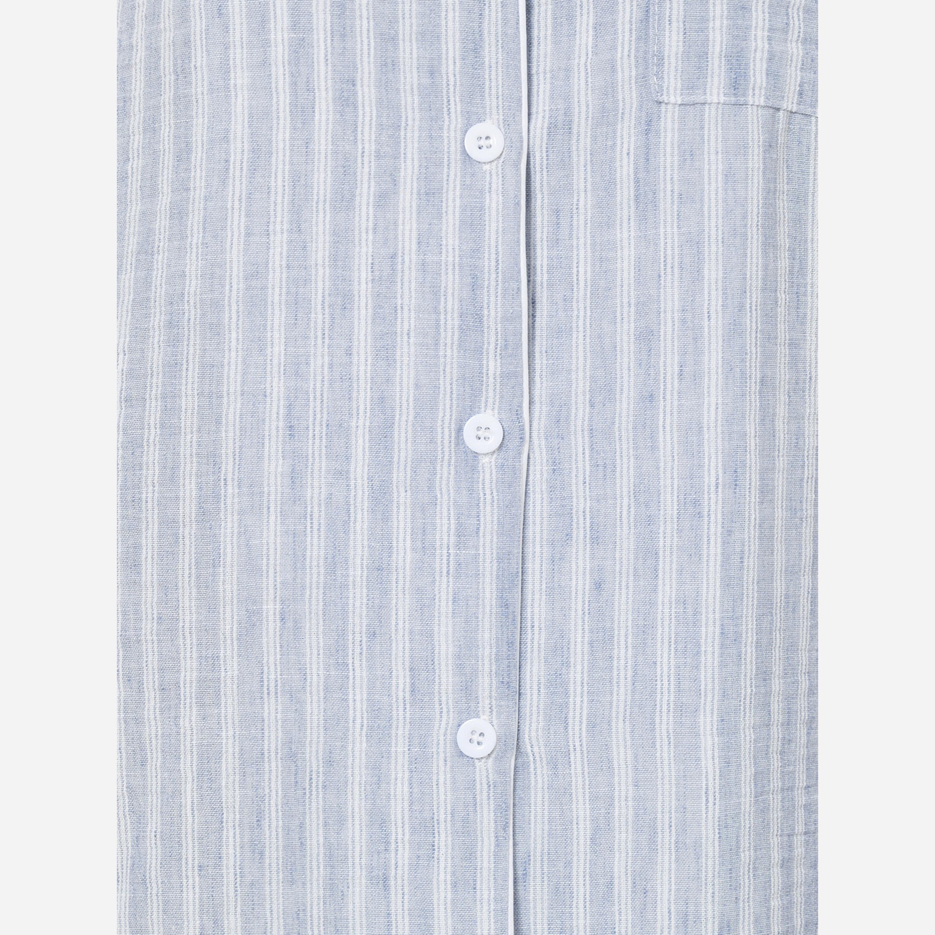 ستايلي - فستان نوم كتان مخطط بأزرار-women-clothing-nightwear-nighties-image-4