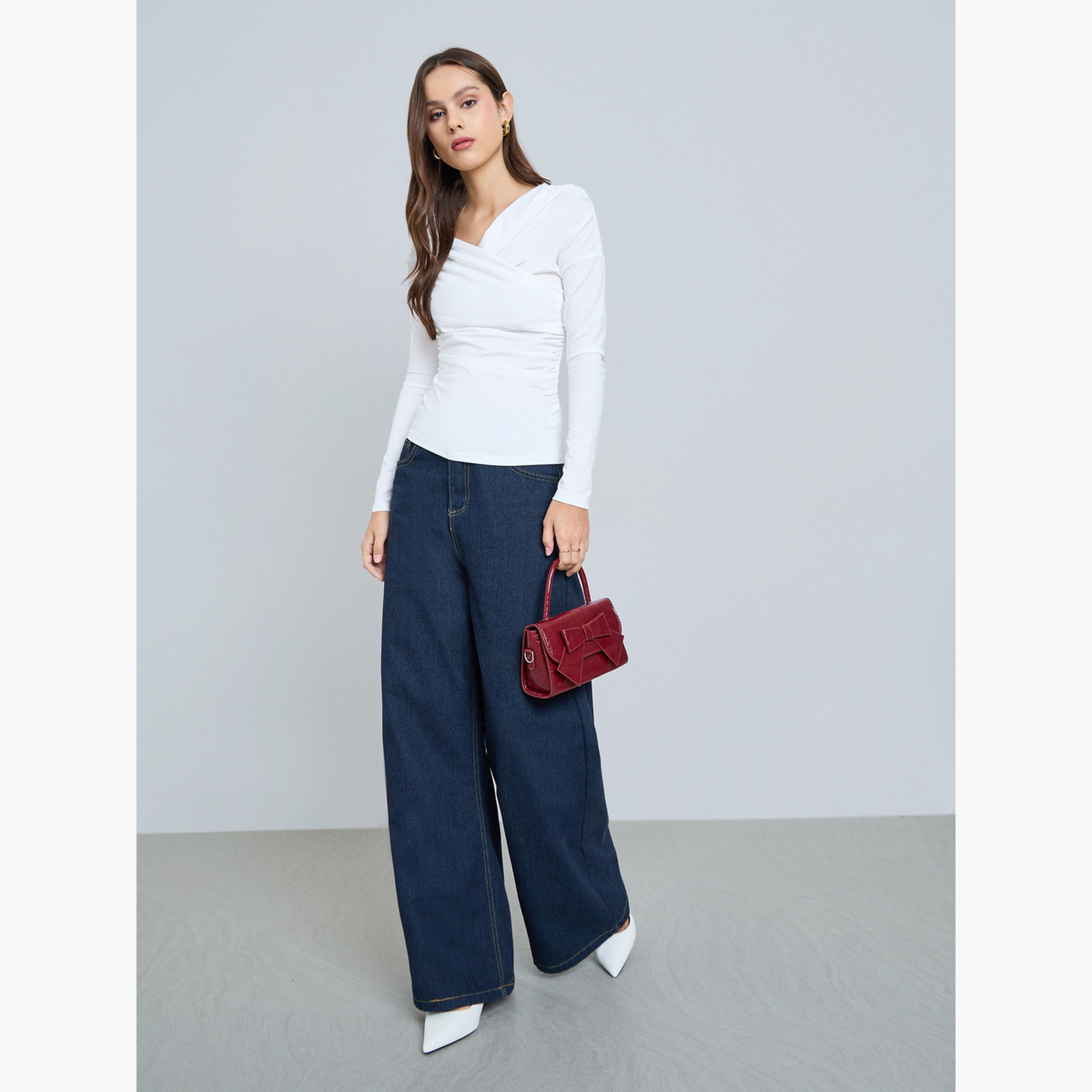تيك تو - بلوزة بيضاء بأكمام طويلة-women-clothing-shirtsandblouses-blouses-image-2
