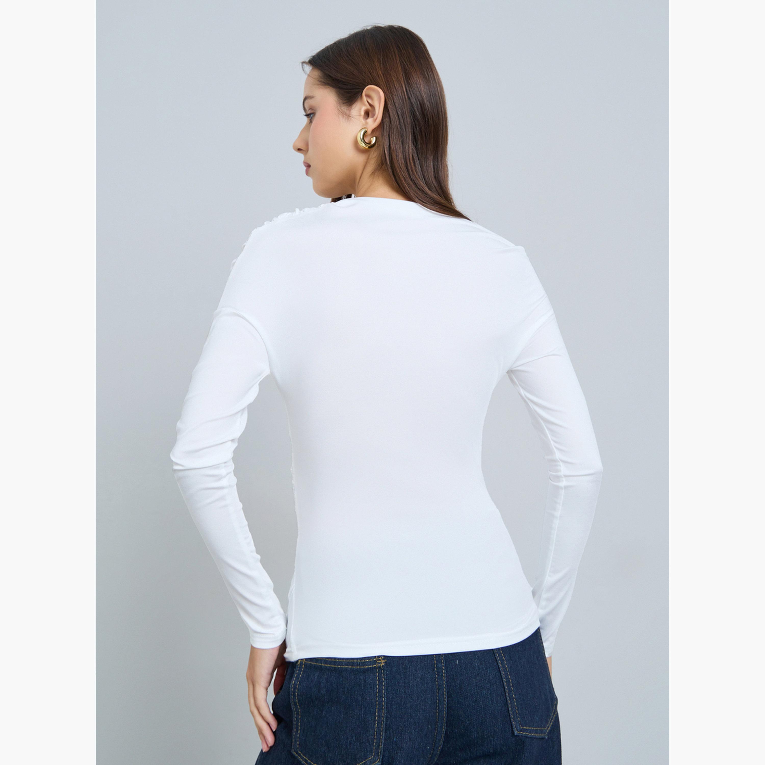 تيك تو - بلوزة بيضاء بأكمام طويلة-women-clothing-shirtsandblouses-blouses-image-4