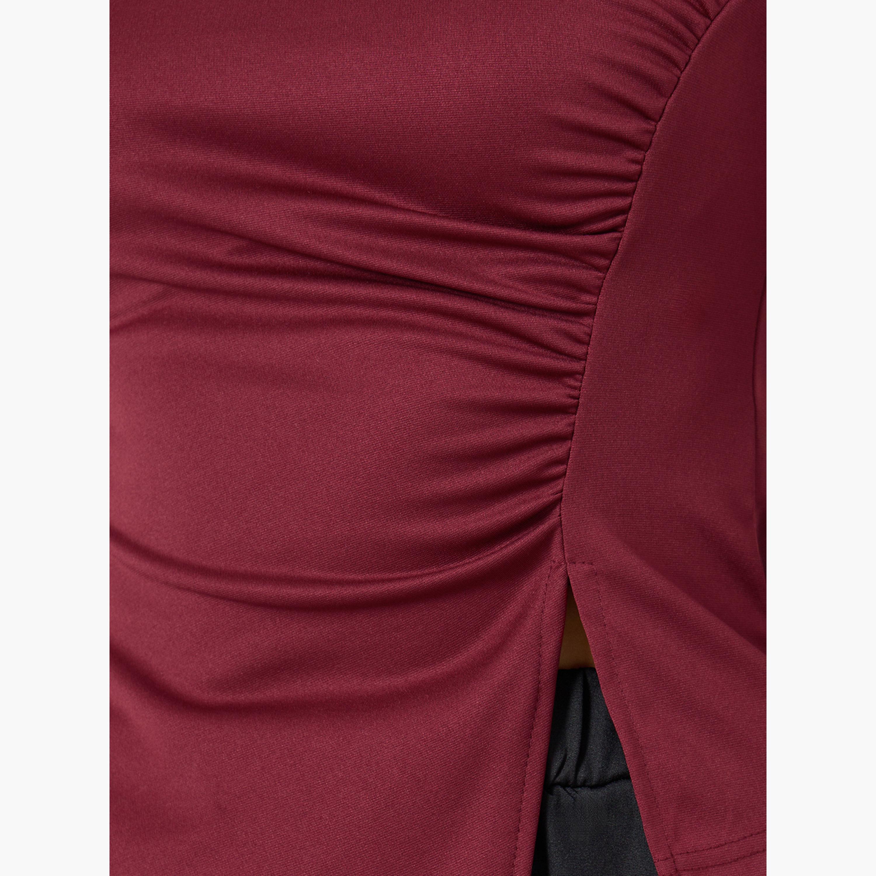 Take Two Solid Irregular Neck Slit Hem Long Sleeve Top-women-clothing-shirtsandblouses-blouses-image-4