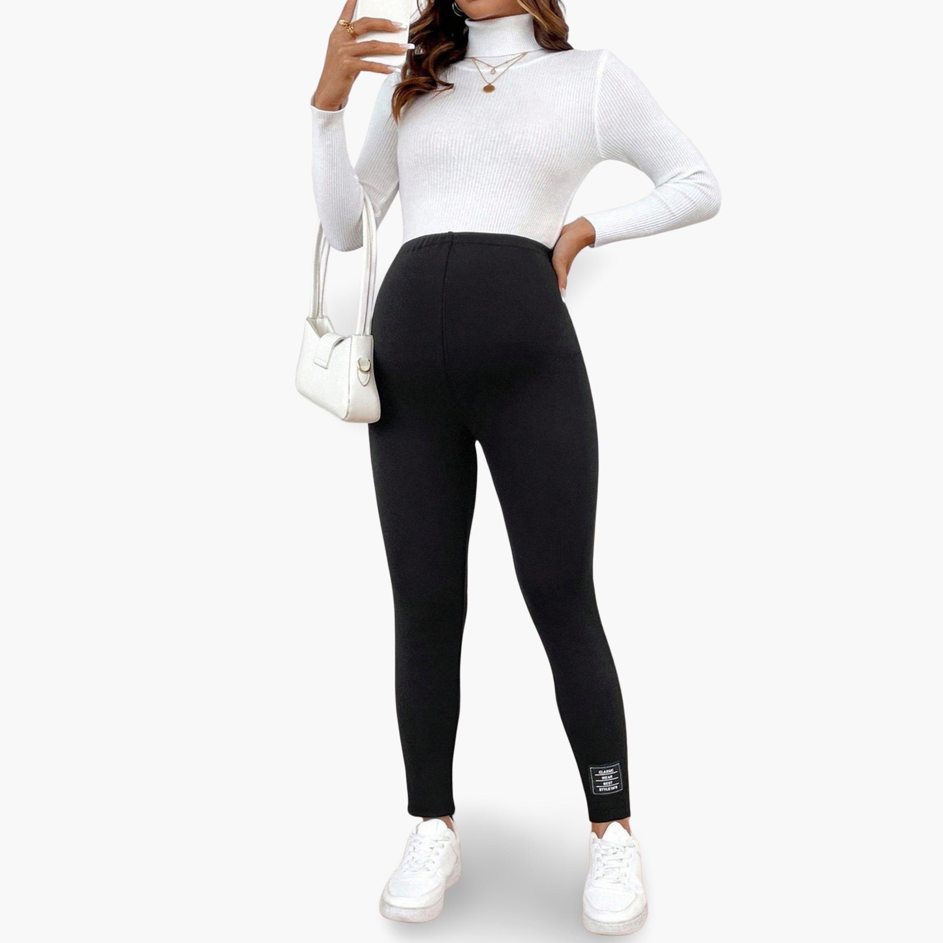 ليقنز حمل فليس سادة مبطن للنساء-women-clothing-maternity-bottoms-image-2