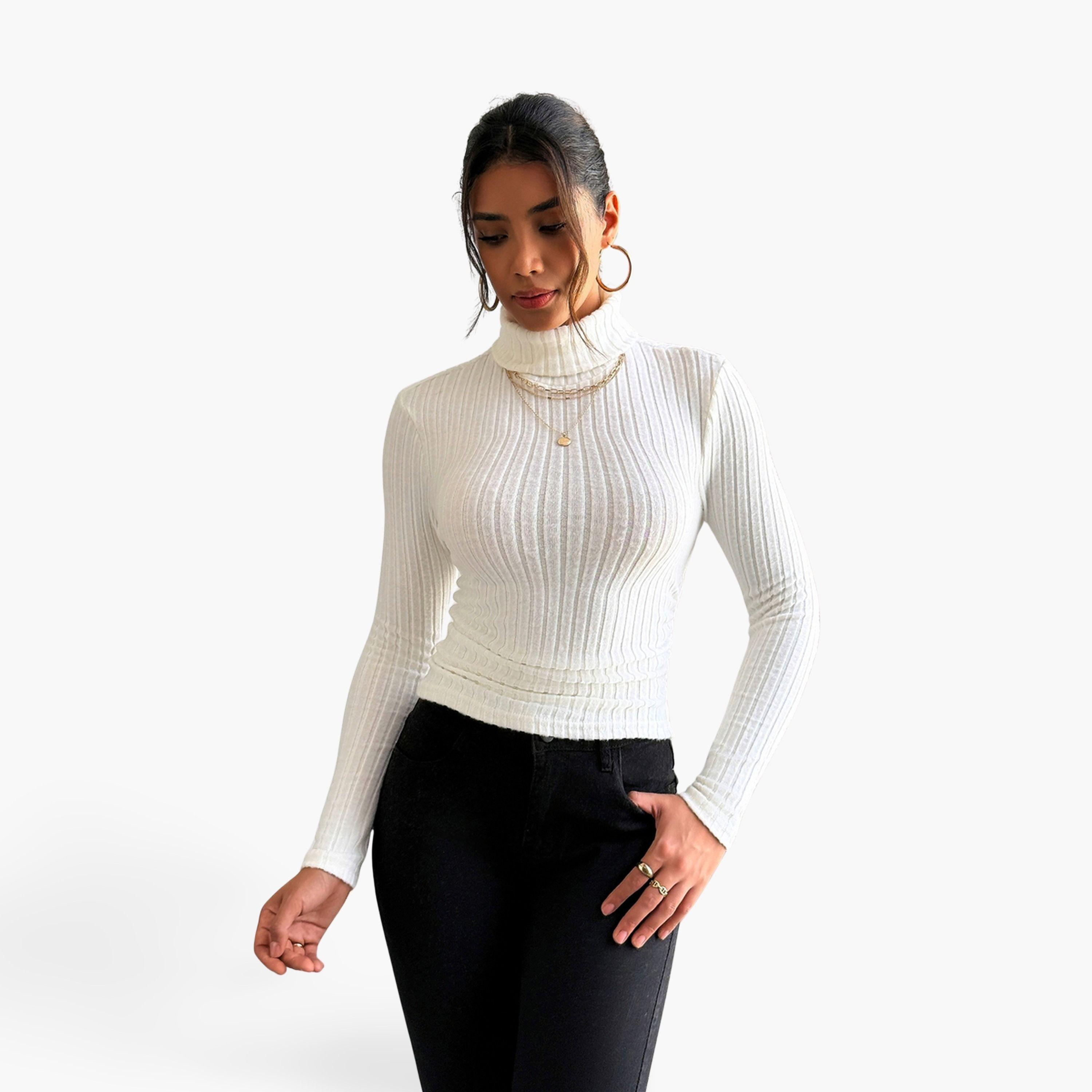 Take Two Women White Ribbed Turtleneck Top-women-clothing-shirtsandblouses-blouses-image-1