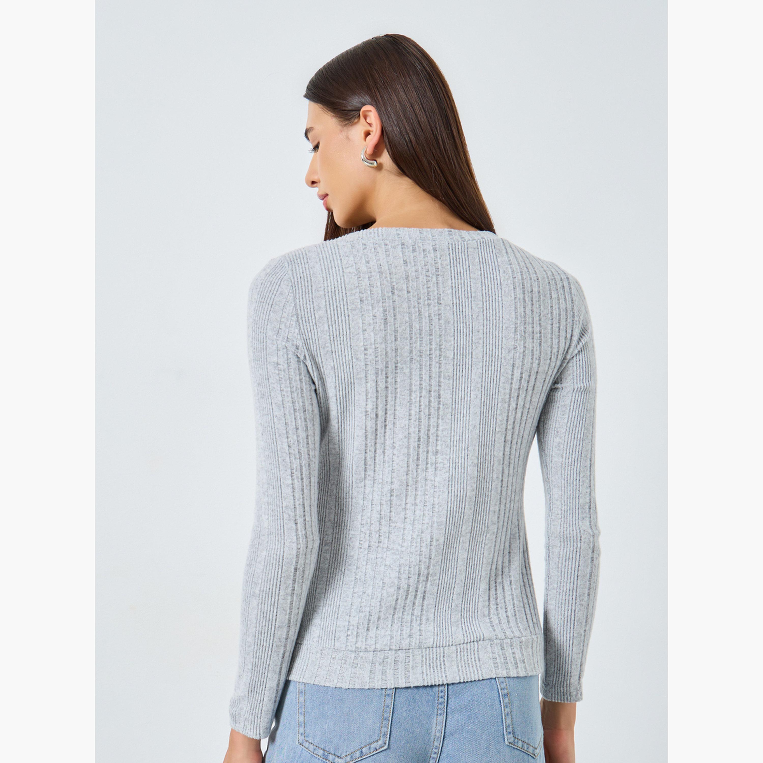 Take Two Solid Square Neck Long Sleeve Ribbed Top-women-clothing-tshirts-image-4