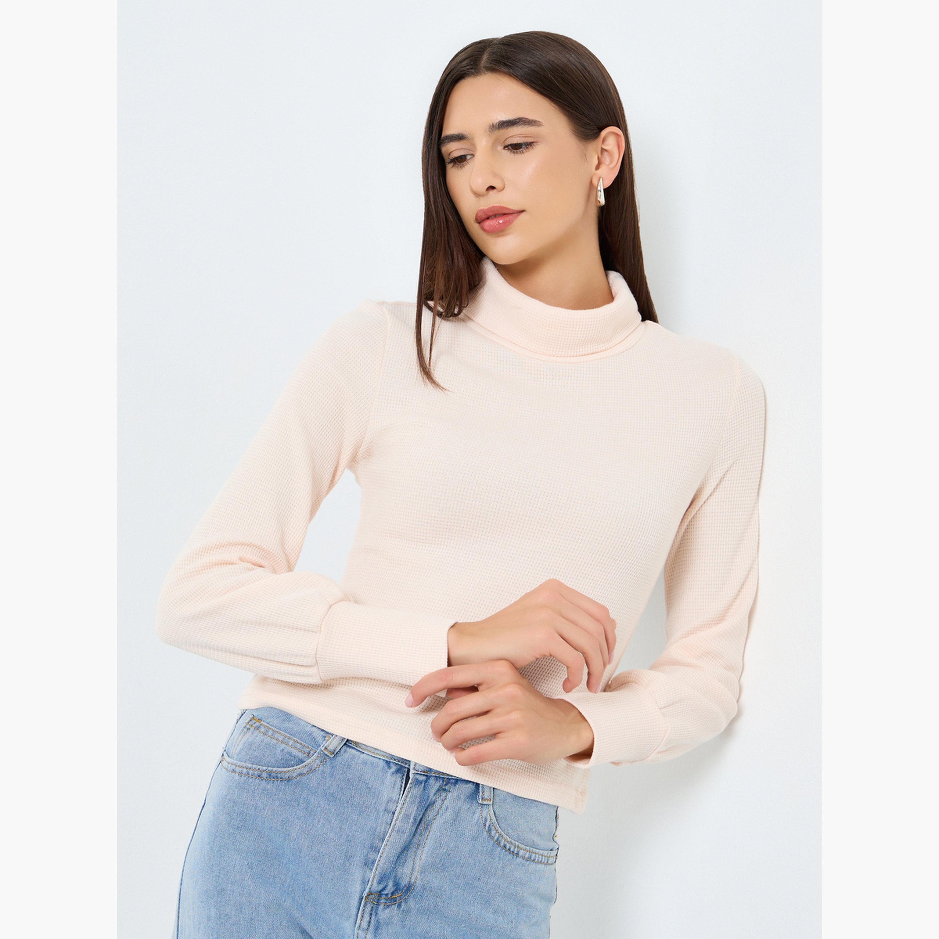 Take Two Solid High Neck Long Sleeve Top-women-clothing-tshirts-image-1