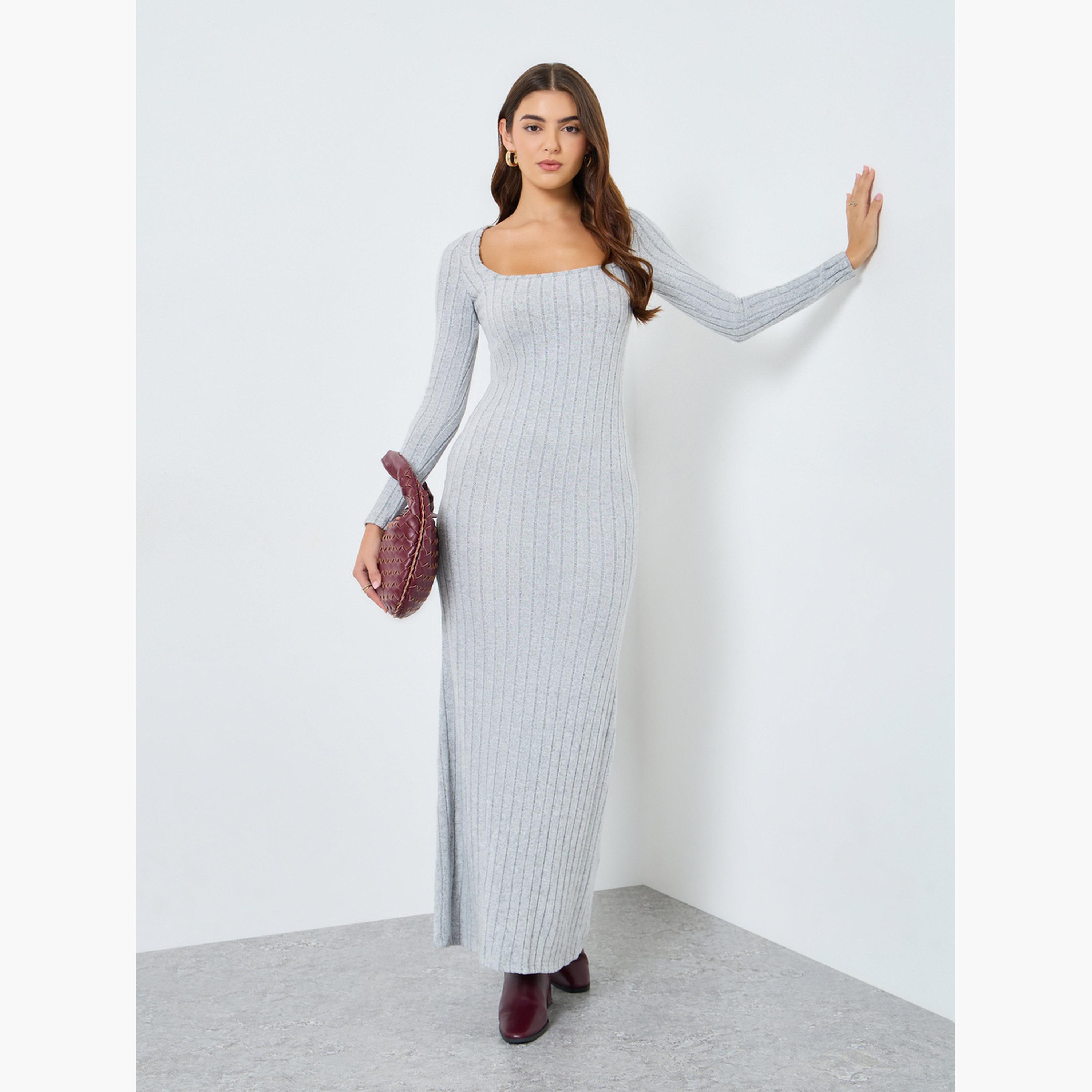 Take Two Women Solid Bodycon Ribbed Maxi Dress-women-clothing-dresses-image-1