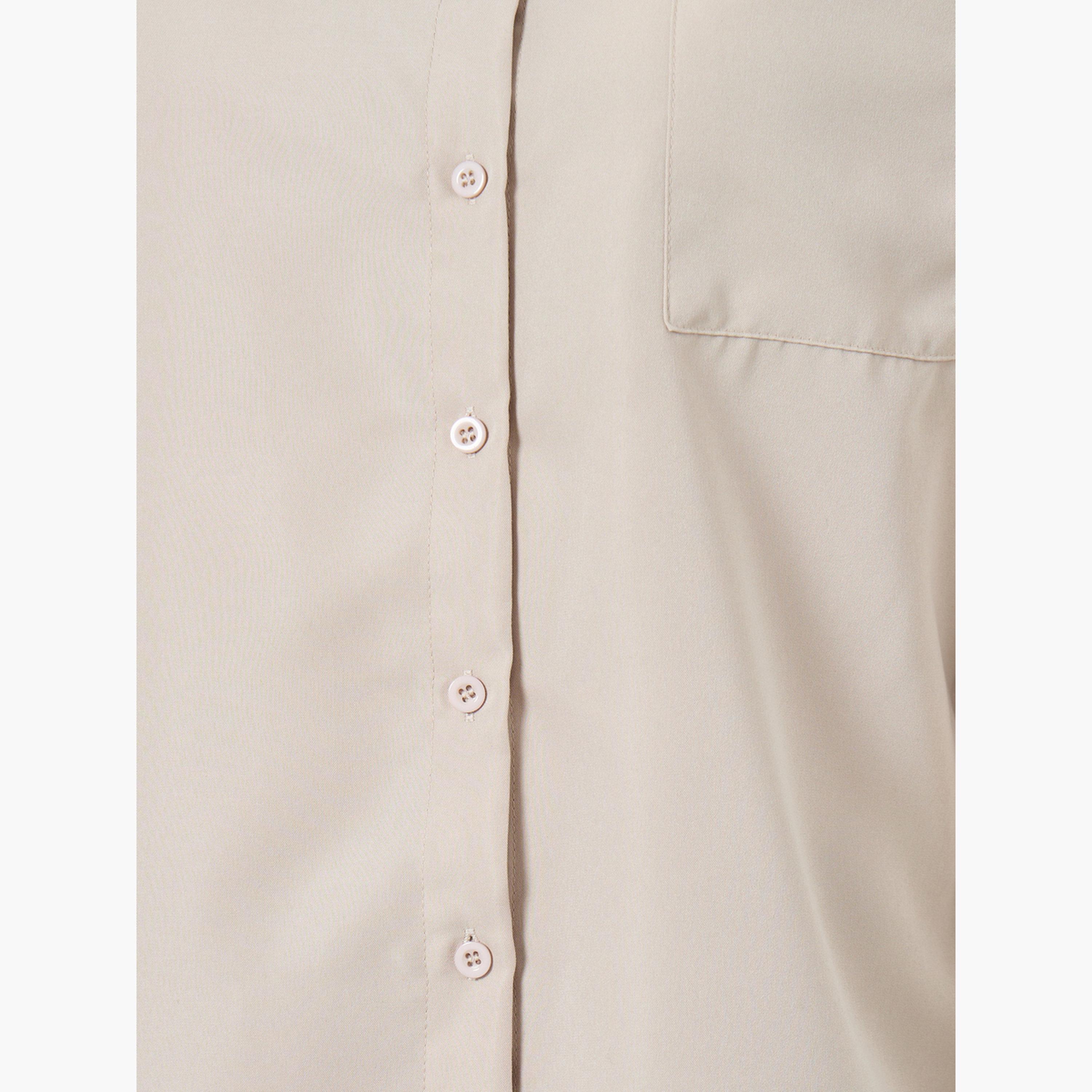 تيك تو - قميص نسائي سادة بأكمام طويلة وتفاصيل جيوب-women-clothing-shirtsandblouses-shirts-image-4