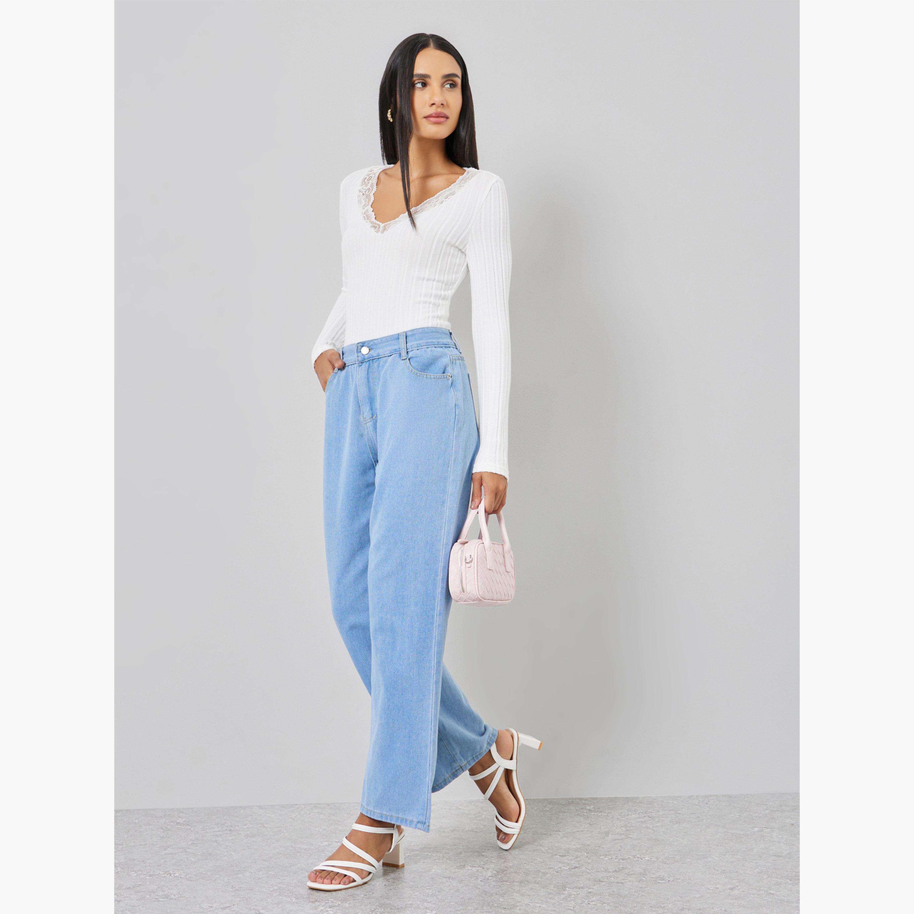 Take Two White Ribbed Top with Lace Trim-women-clothing-shirtsandblouses-blouses-image-2