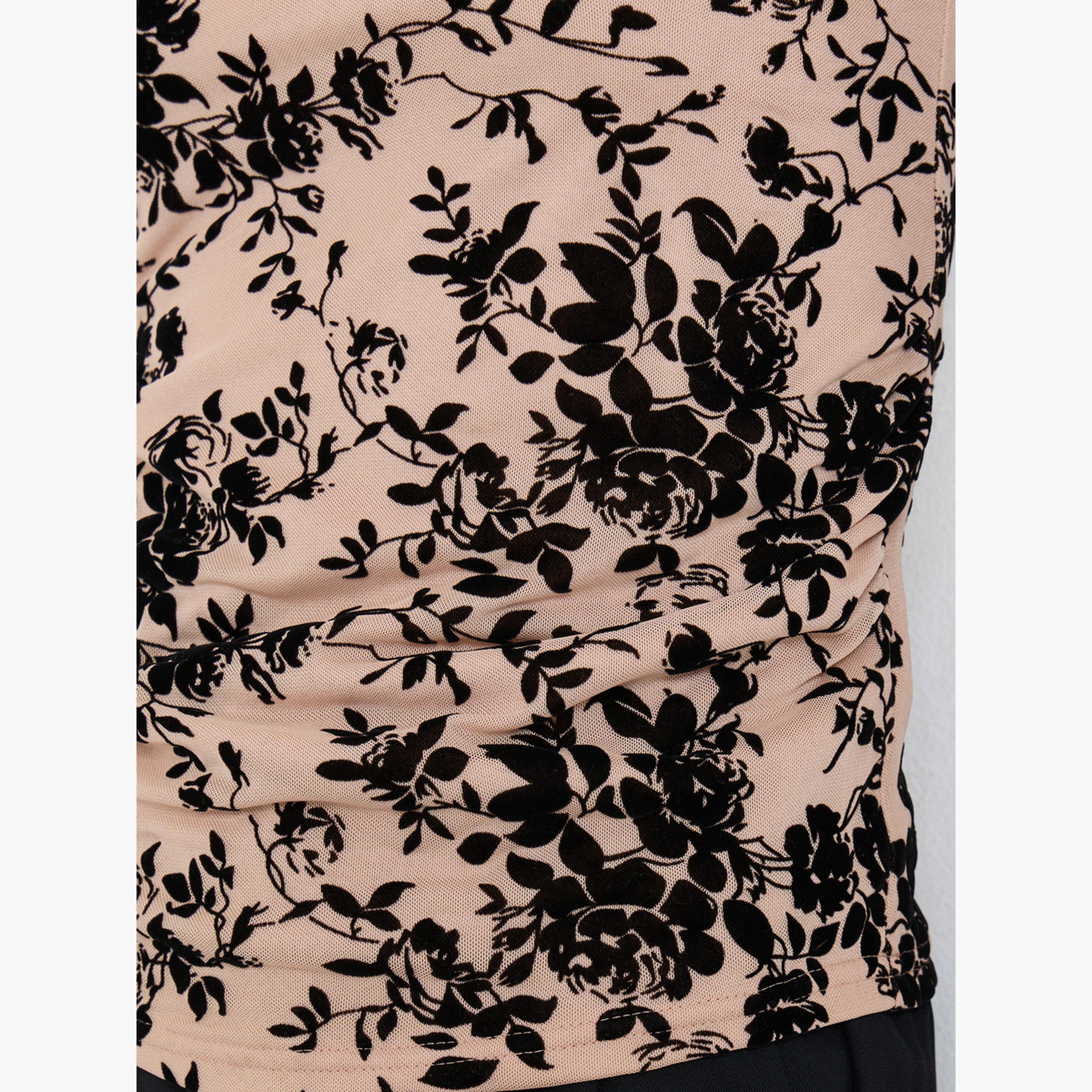 Take Two Leaf Printed Round Neck Top-women-clothing-tshirts-image-3