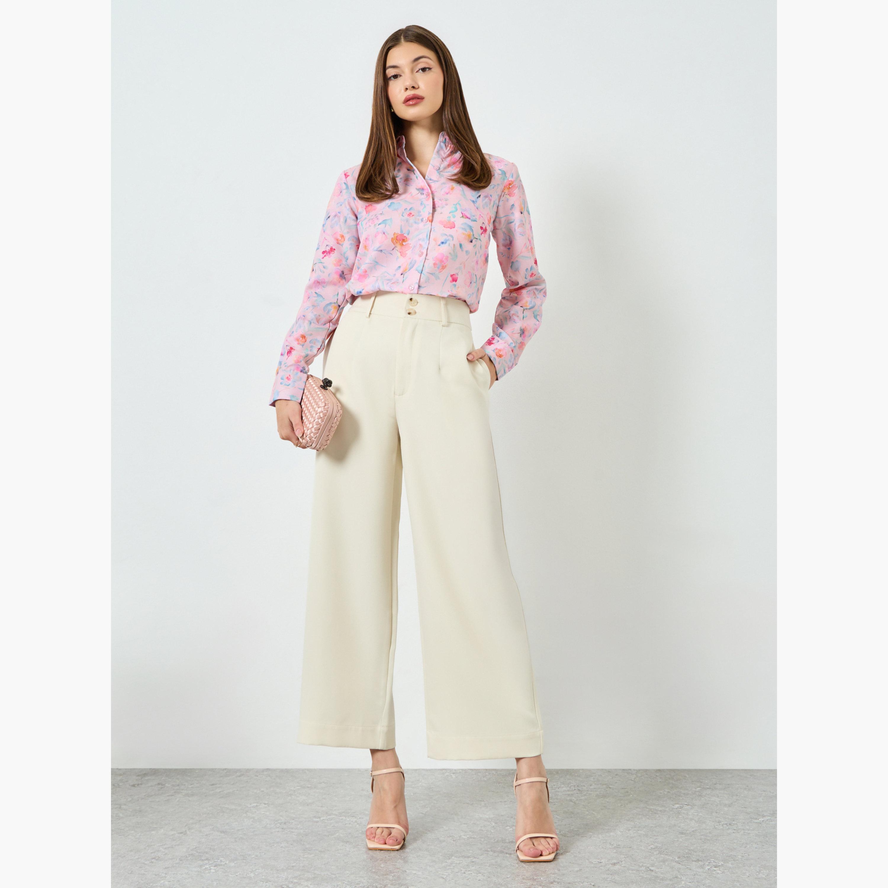 ستايلي - قميص بأكمام طويلة مطبوع عليه زهور وردية-women-clothing-shirtsandblouses-shirts-image-2