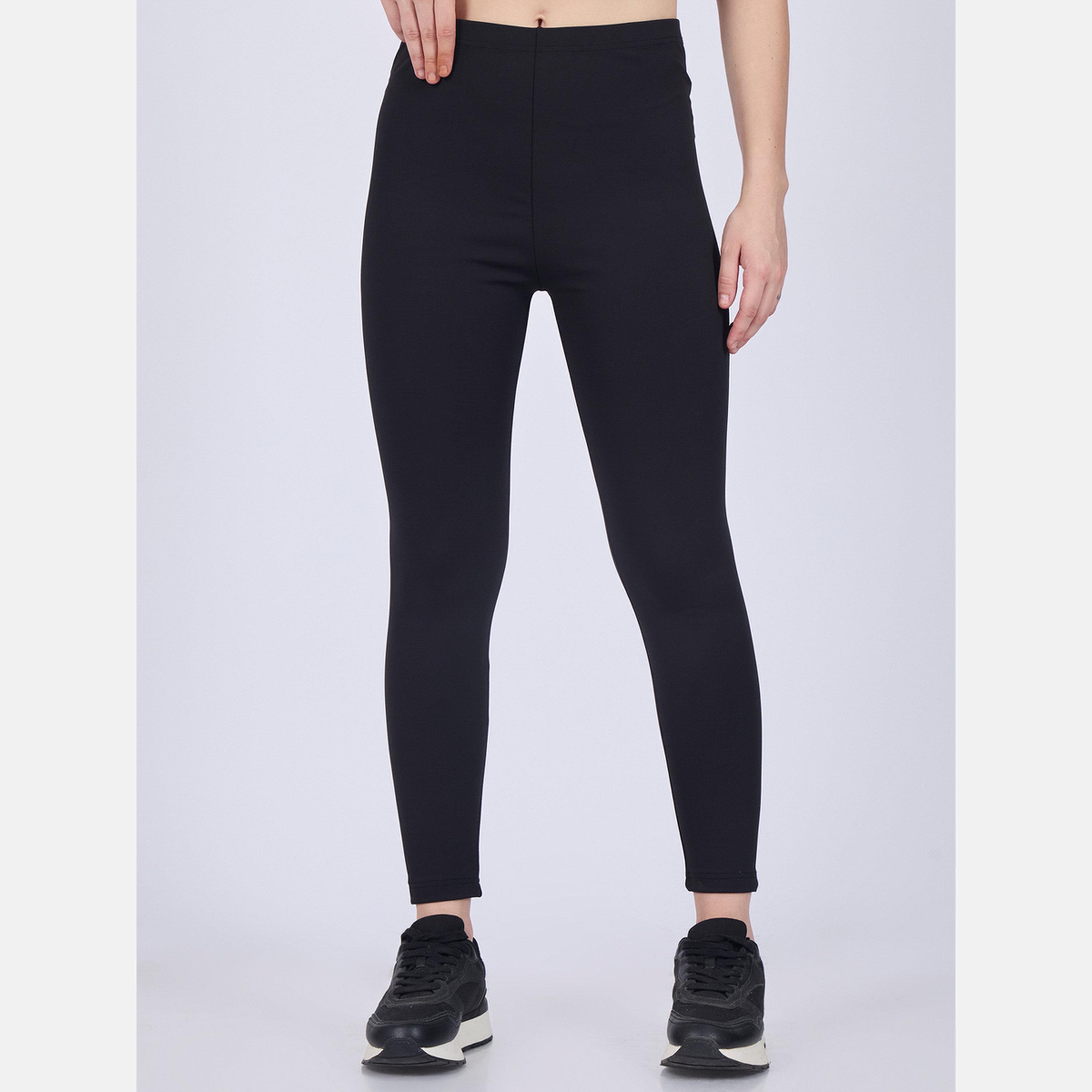 Outzidr X Styli Black Basic Solid Leggings-women-clothing-bottoms-leggings-image-1