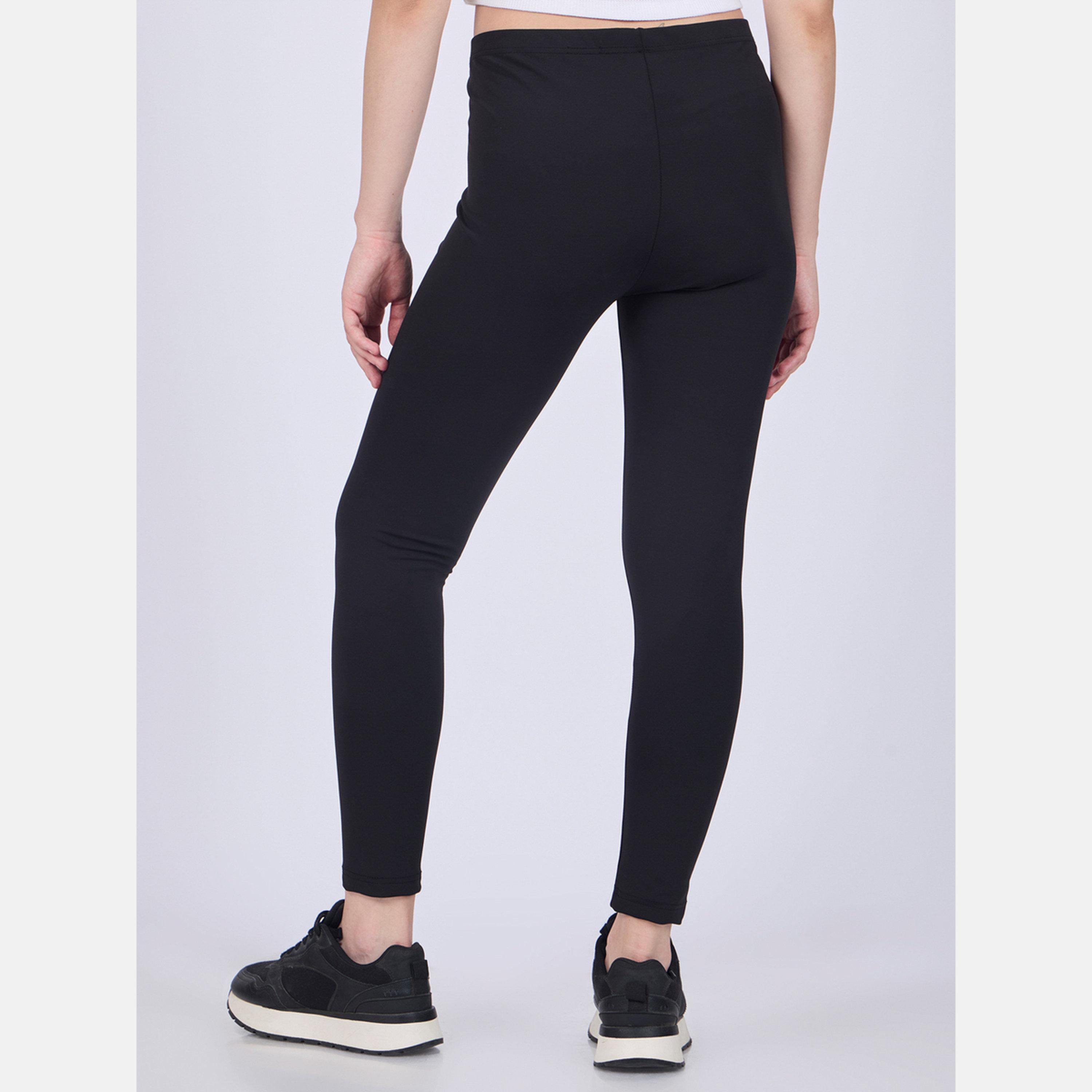 Outzidr X Styli Black Basic Solid Leggings-women-clothing-bottoms-leggings-image-3