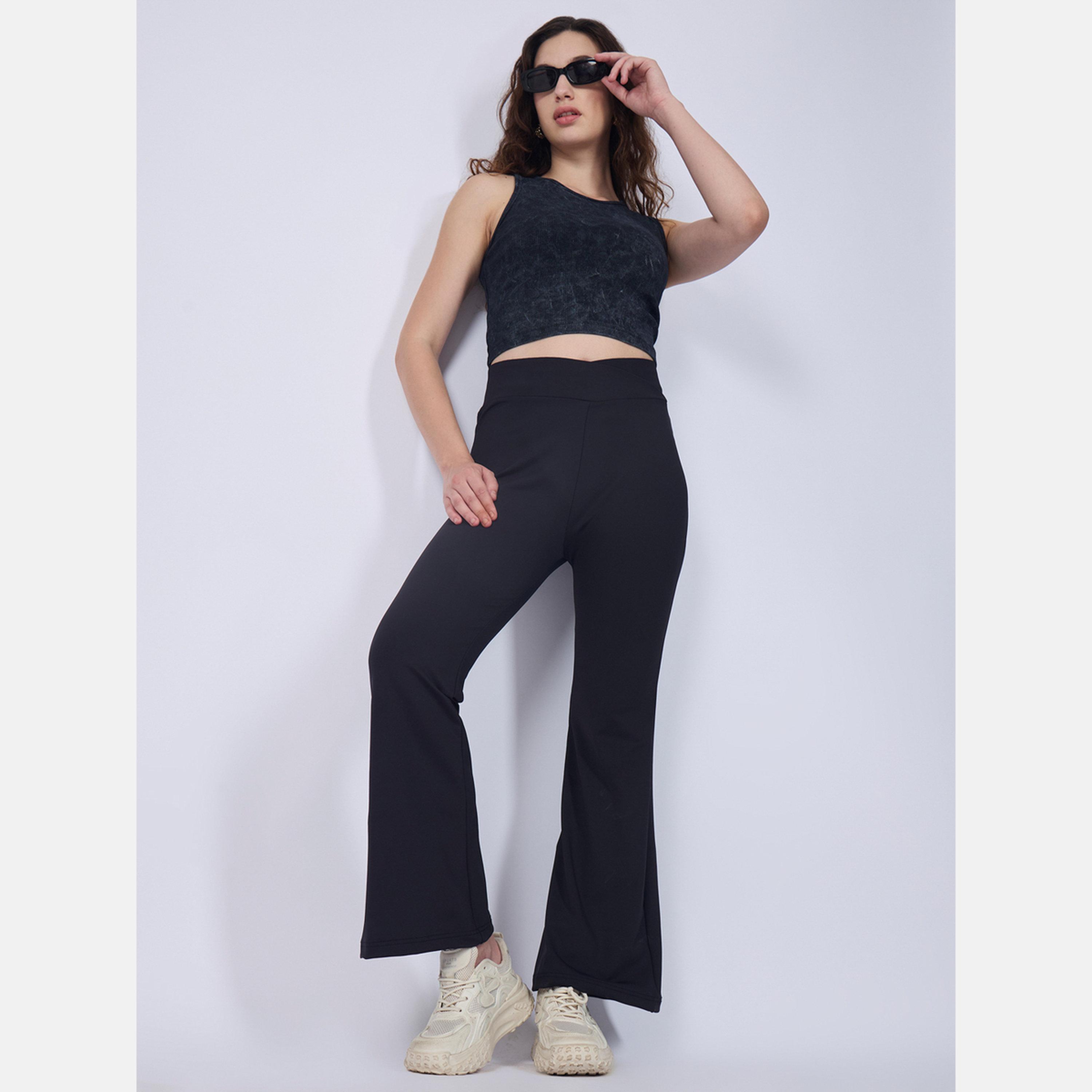 أوتزيدر × ستايلي - ليقنز/ فيزون أسود واسع بحزام خصر متقاطع-women-clothing-bottoms-leggings-image-2