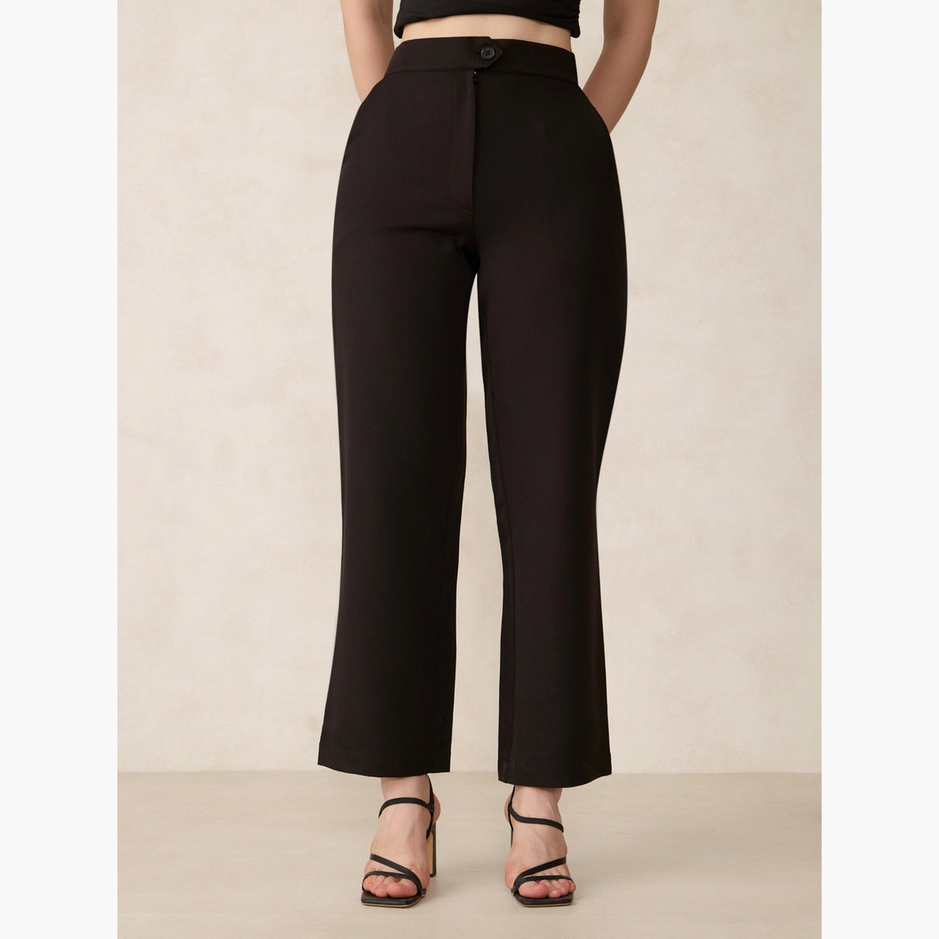 أوتزيدر × ستايلي - بنطال أسود بقصة مستقيمة وحزام خصر متمدد-women-clothing-bottoms-trousers-image-6
