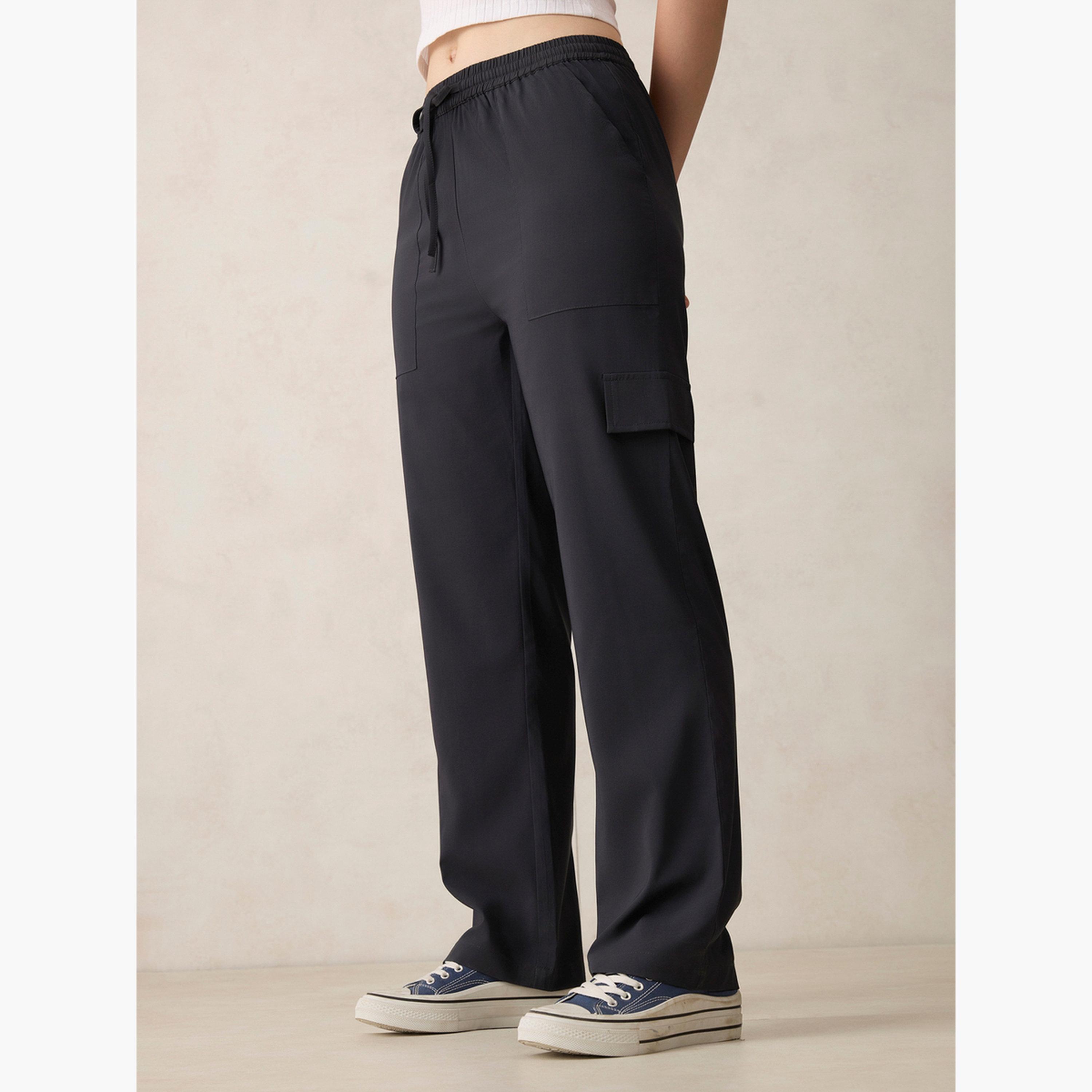 Outzidr X Styli Grey Stylized Cargo Pants-women-clothing-bottoms-trousers-image-4